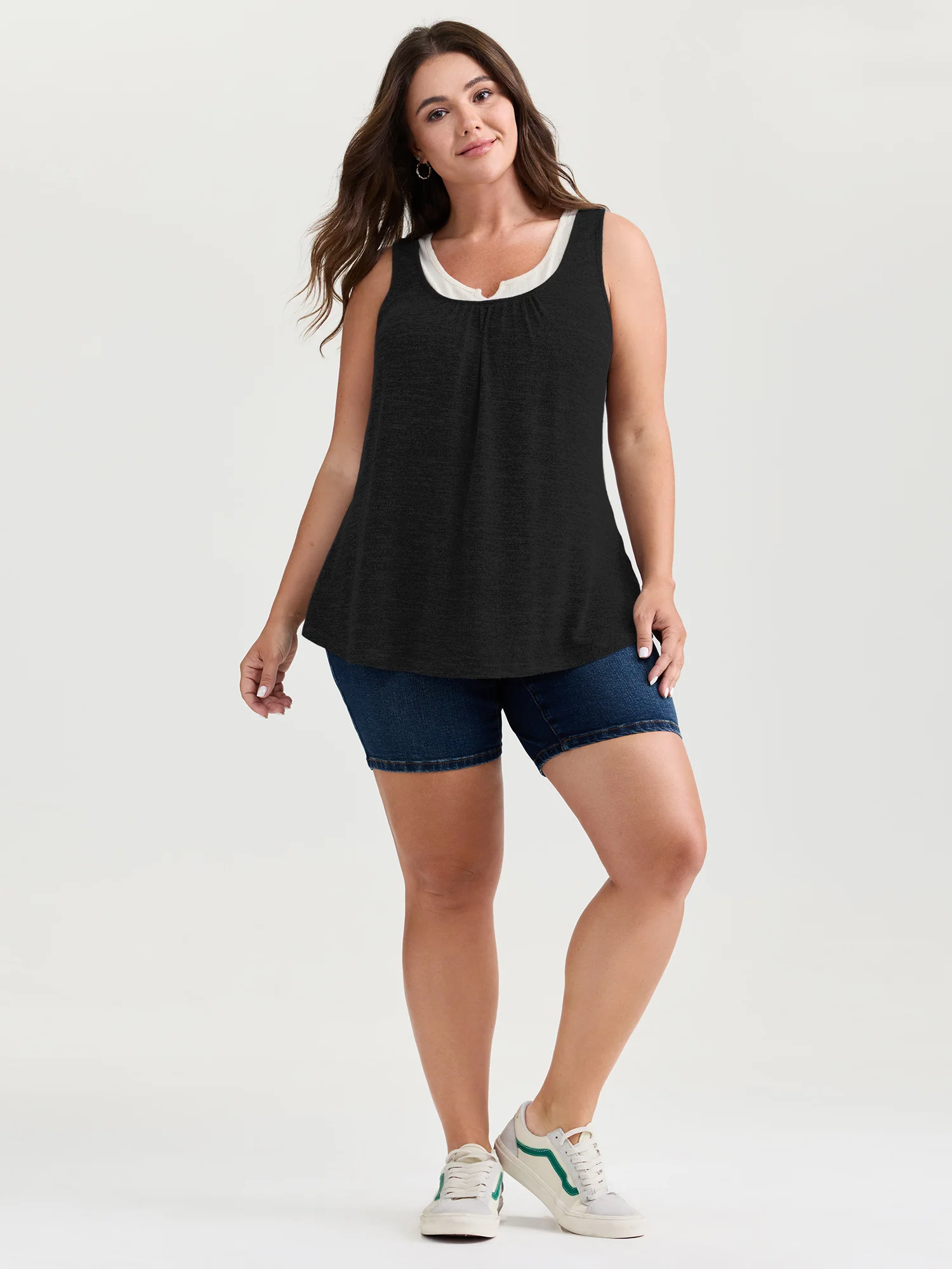 Supersoft Scoop Neckline Color Contrast Tank Top - Image 9