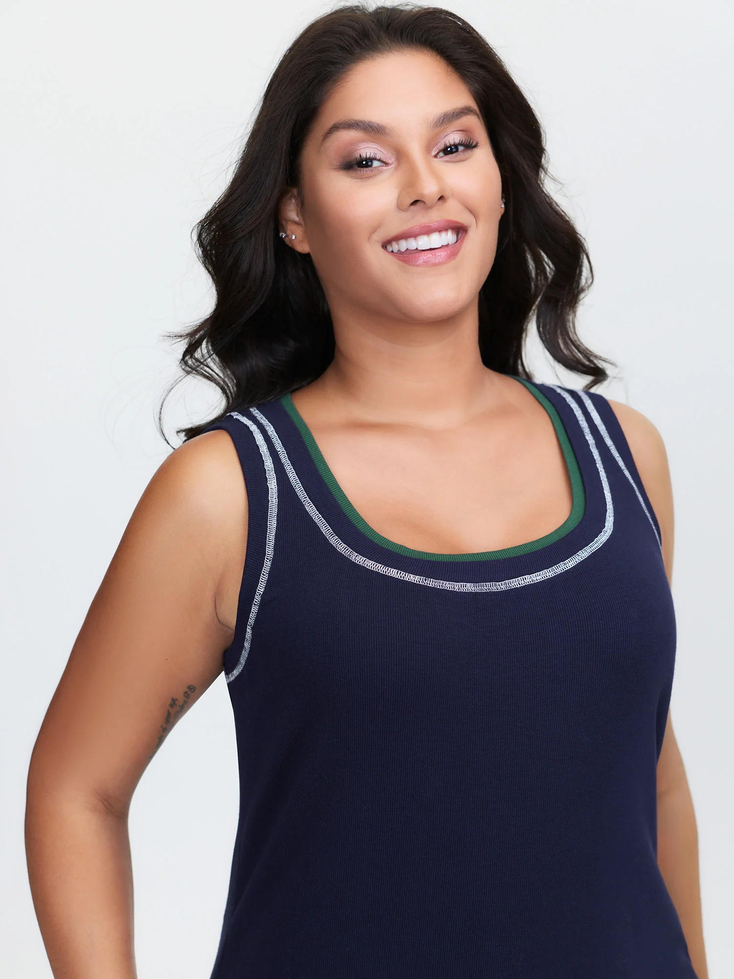 Supersoft Scoop Neckline Contrast Tank Top - Image 2