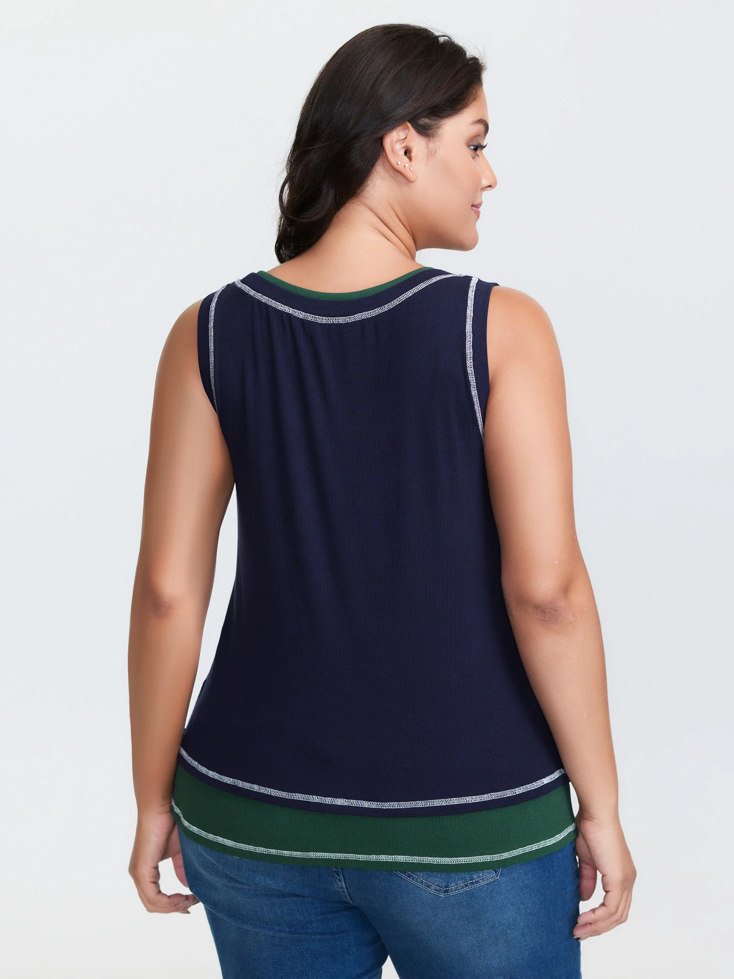 Supersoft Scoop Neckline Contrast Tank Top - Image 5