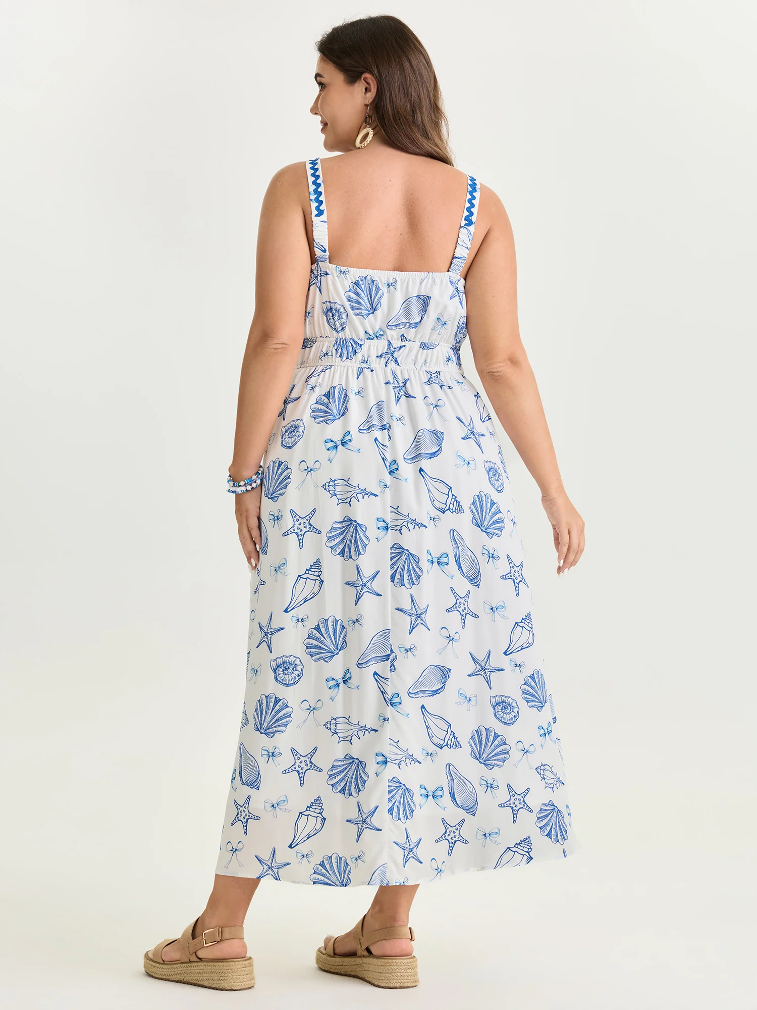 Supersoft Seashell Print Pockets Contrast Edge Maxi Dress - Image 4