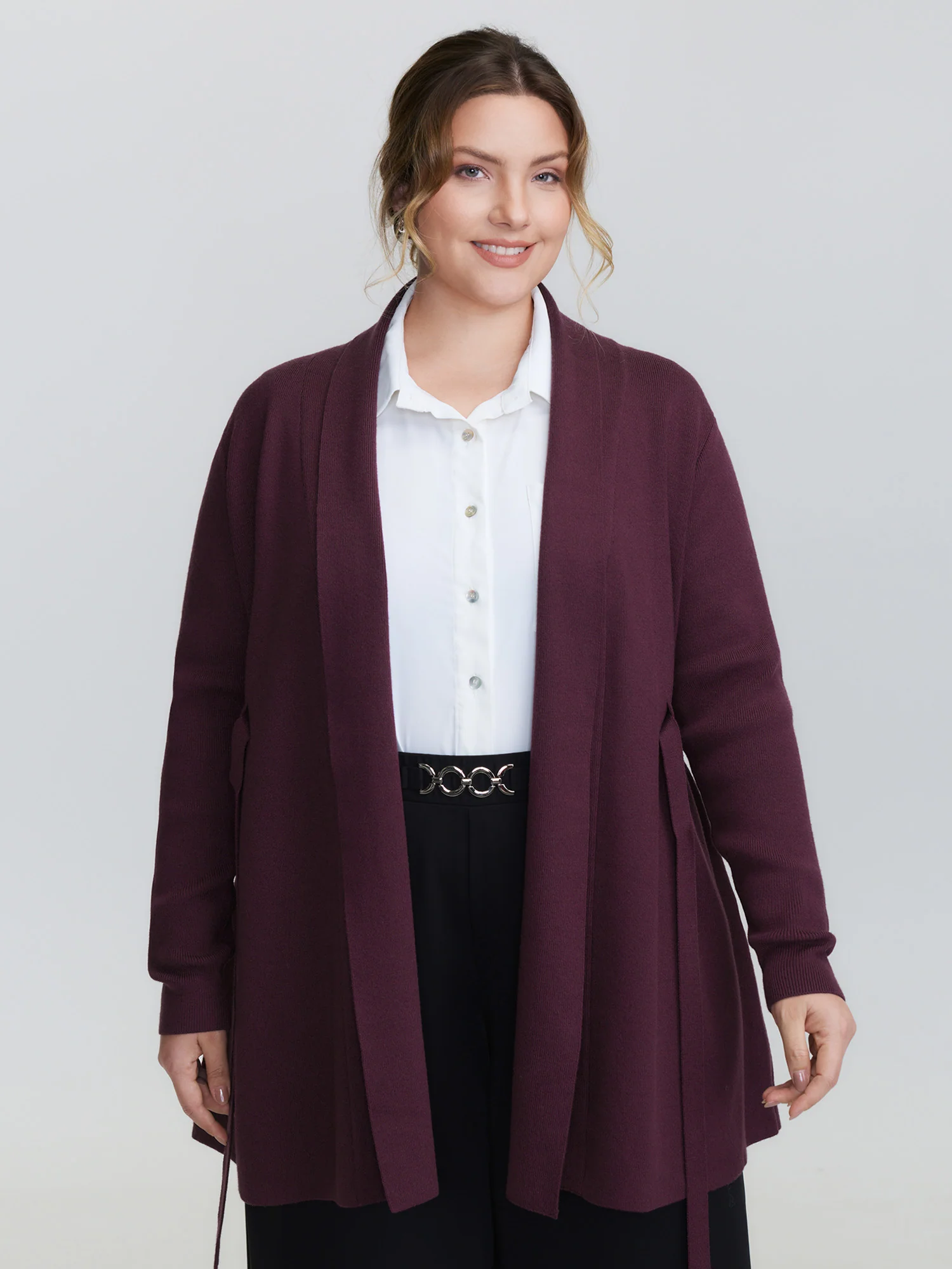 Supersoft Shawl Collar Belted Knit Cardigan - Image 2