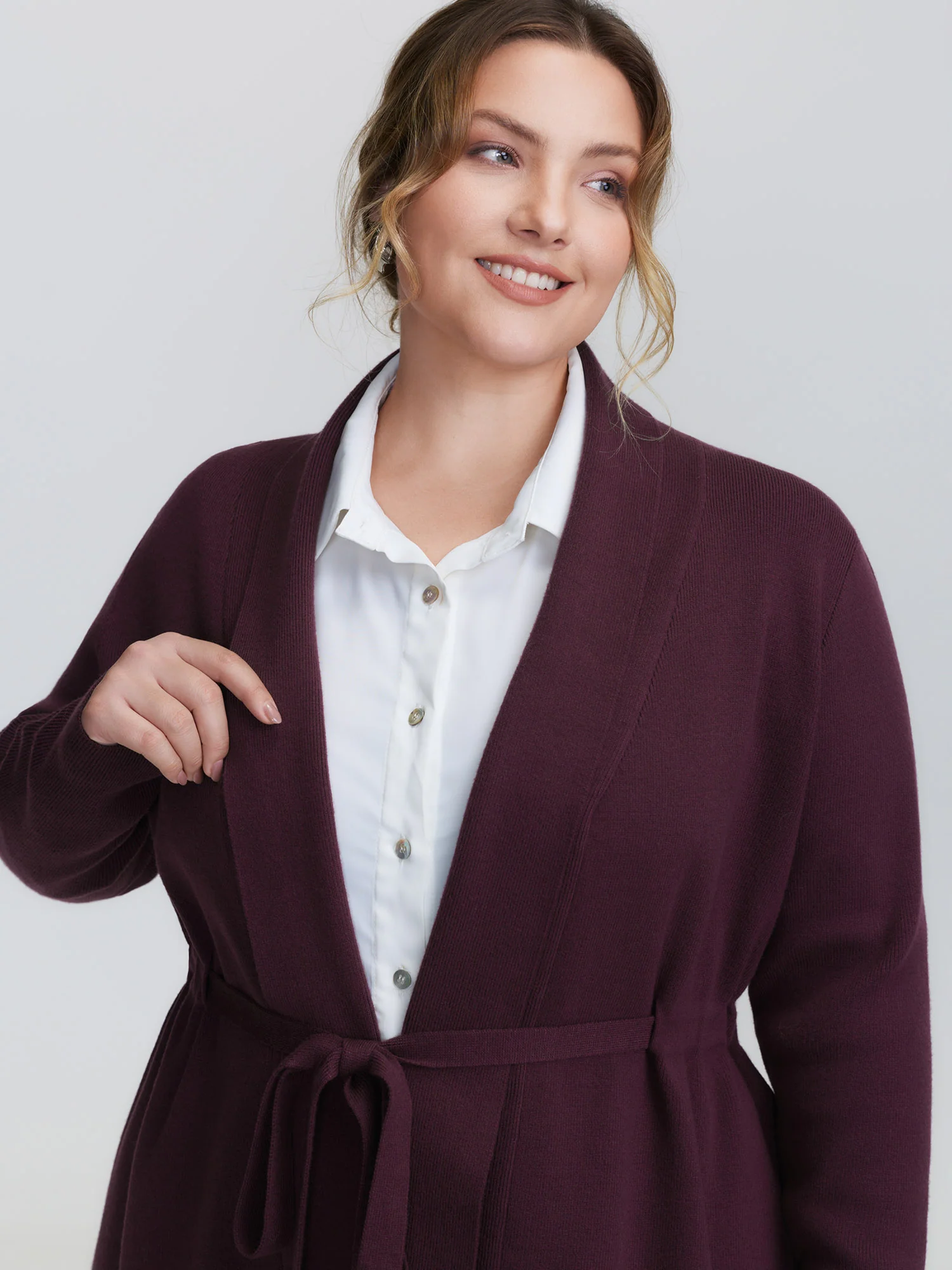 Supersoft Shawl Collar Belted Knit Cardigan - Image 4