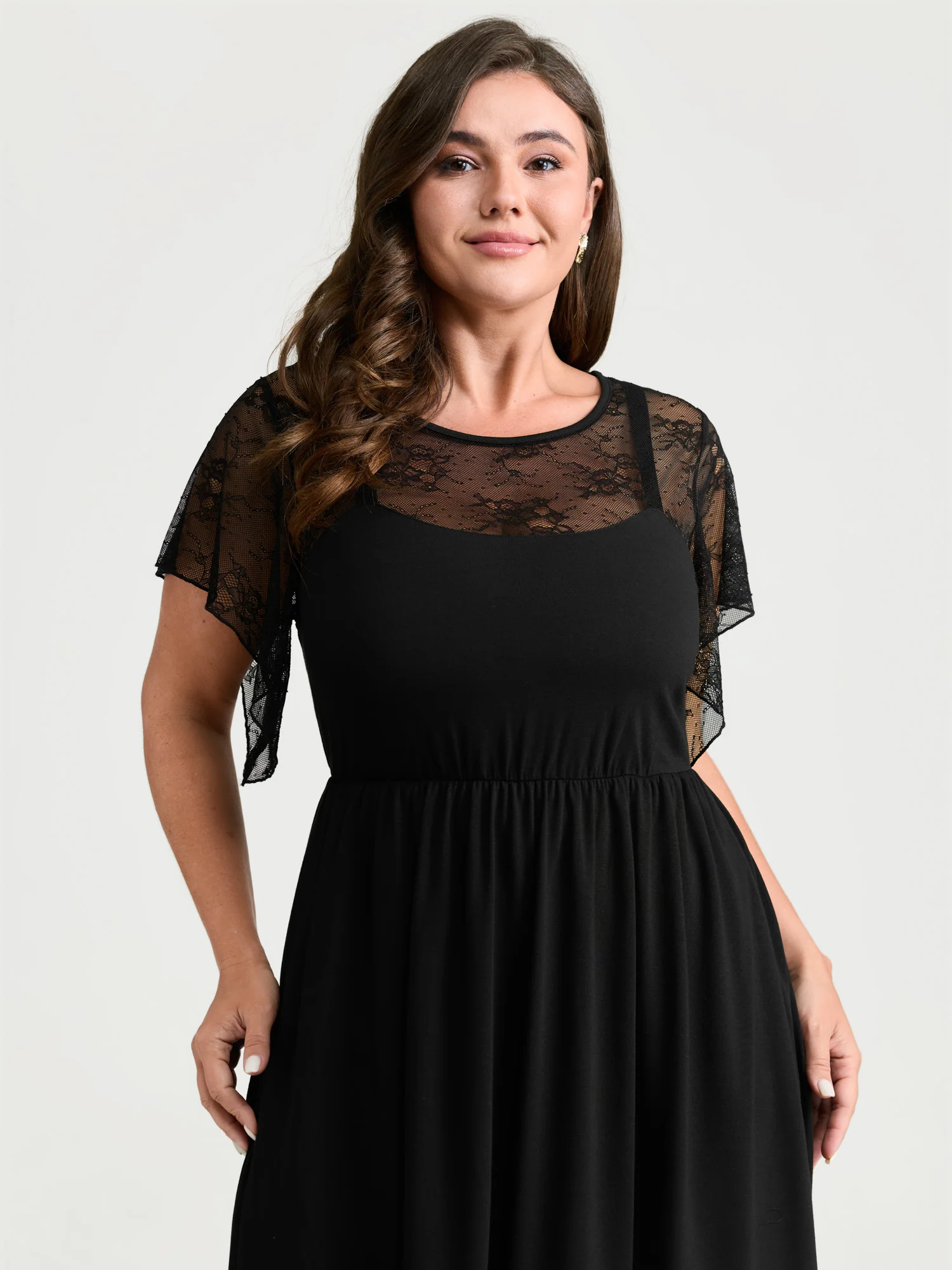 Supersoft Sheer Lace Neckline Maxi Dress - Image 2