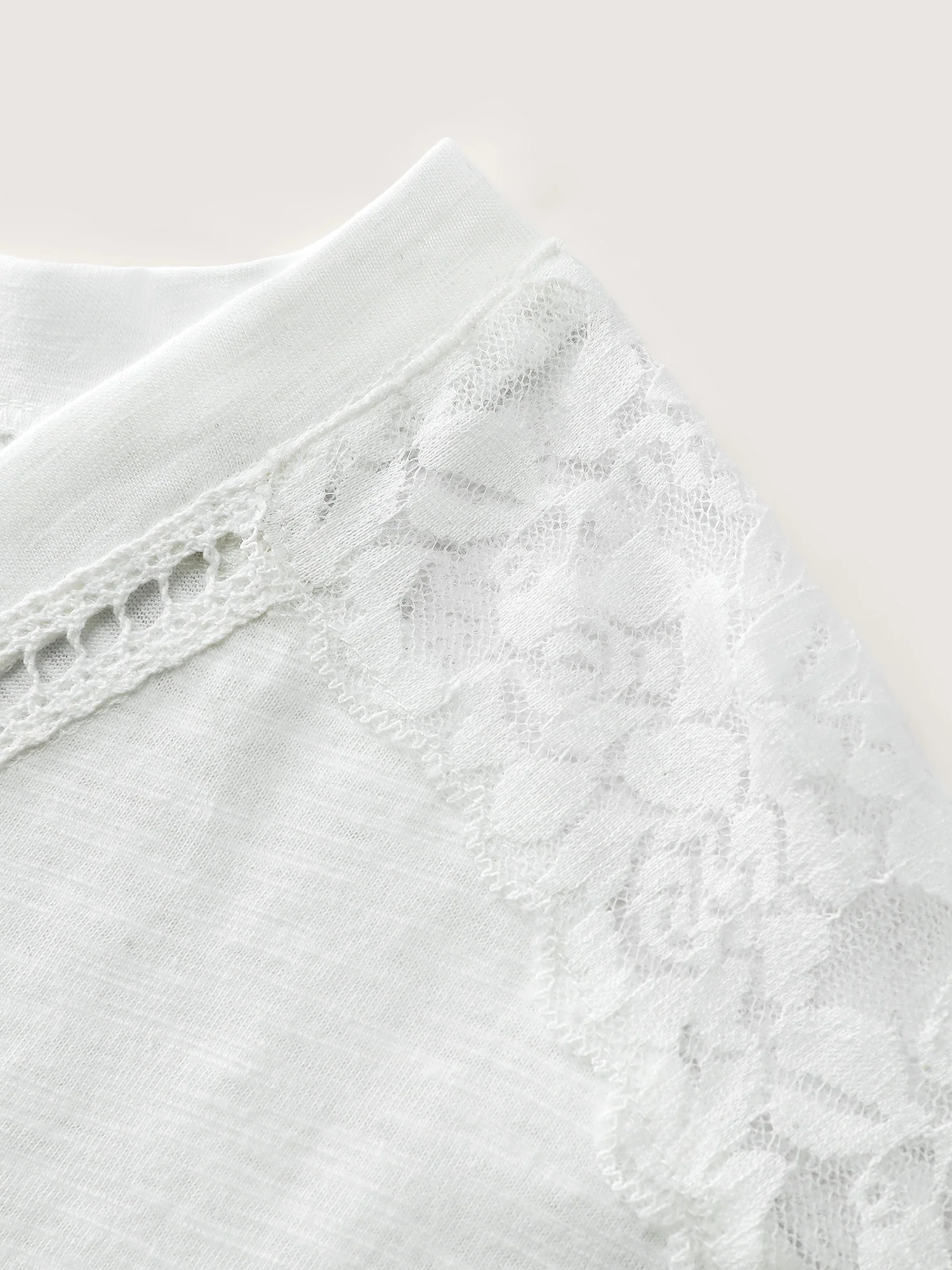 Supersoft Sheer Lace Shoulder V-Neck T-Shirt - Image 5