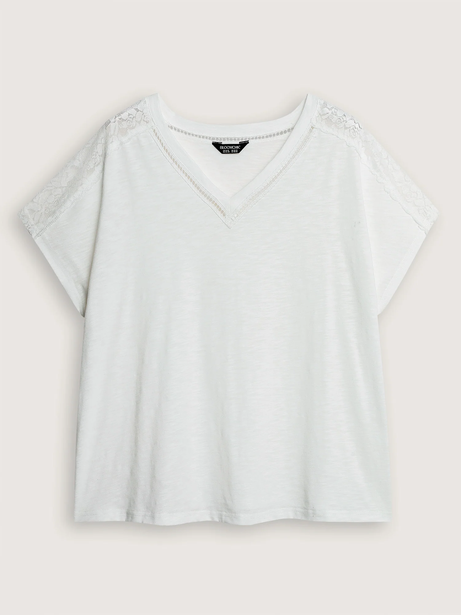 Supersoft Sheer Lace Shoulder V-Neck T-Shirt - Image 6