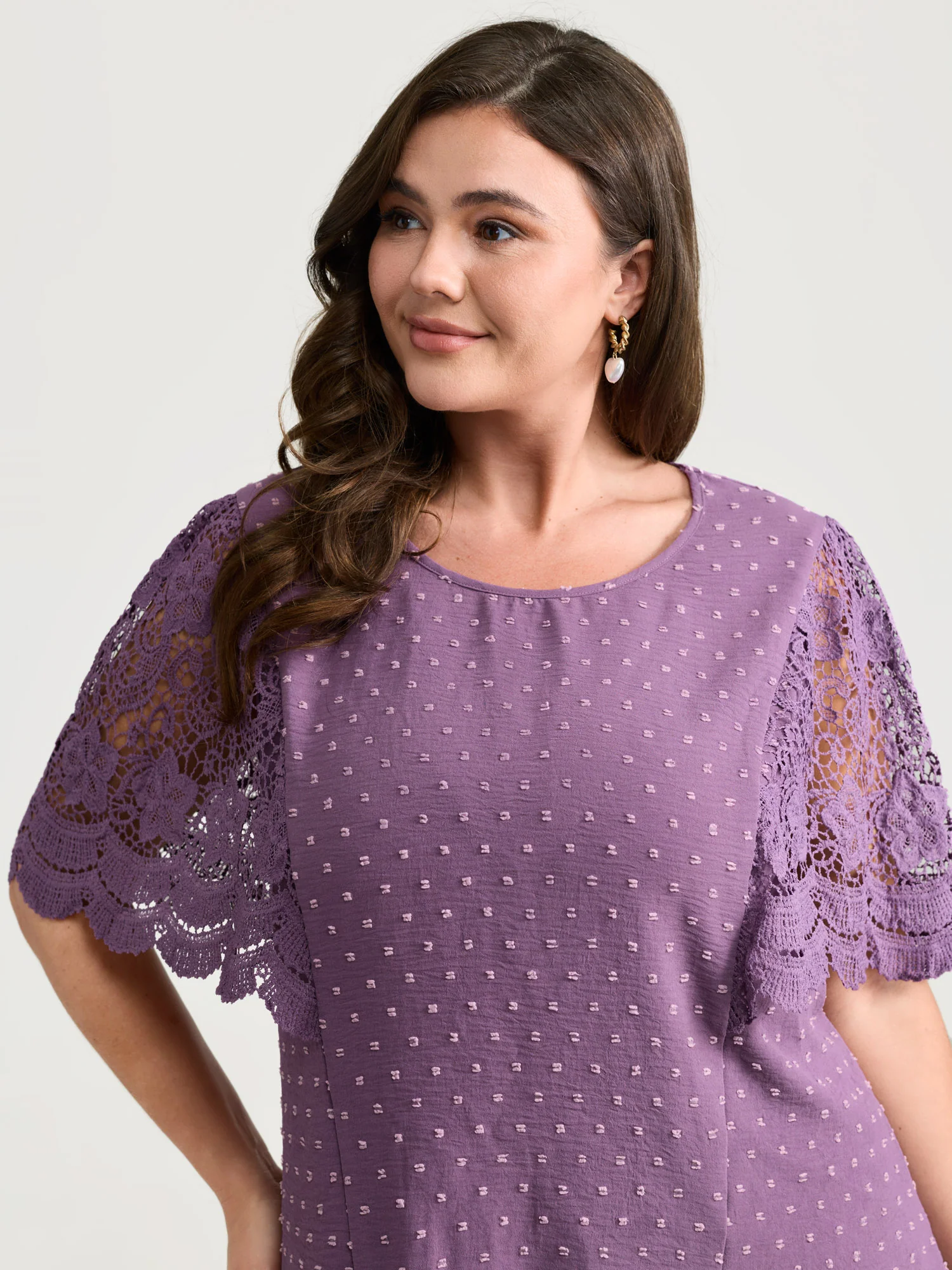 Supersoft Sheer Lace Sleeve Cinched Blouse - Image 2