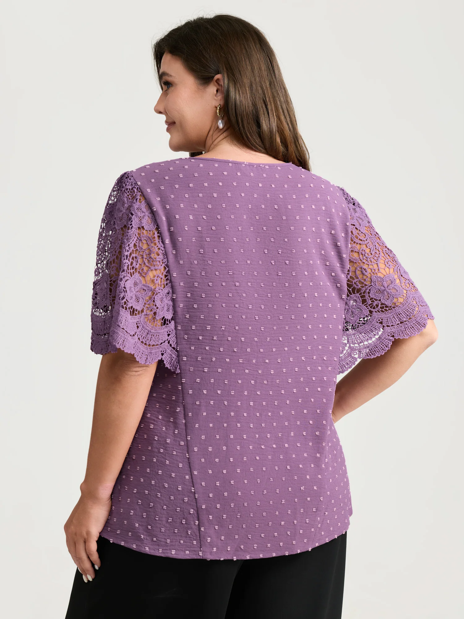Supersoft Sheer Lace Sleeve Cinched Blouse - Image 4