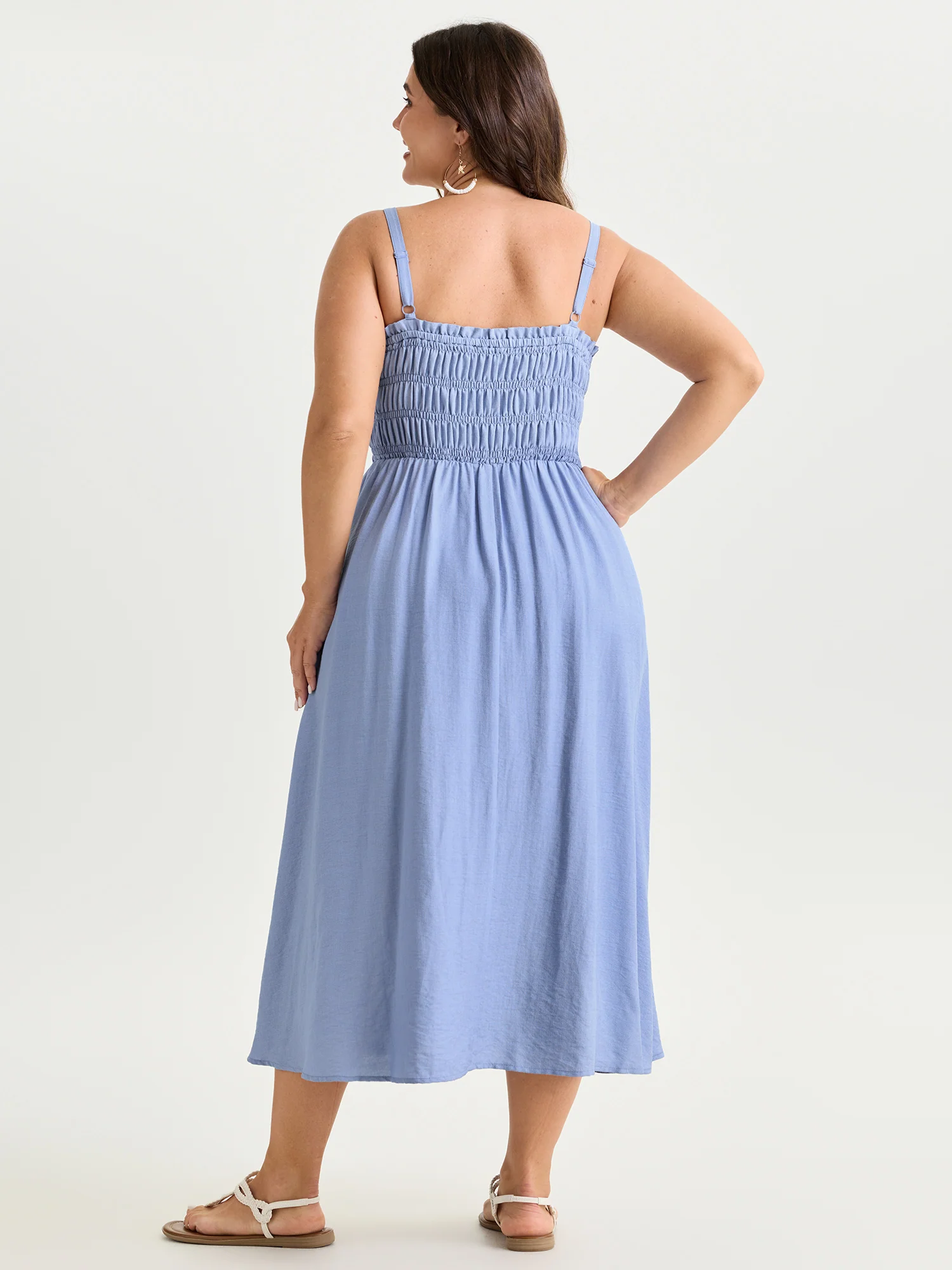 Supersoft Shirred Bodice Fit And Flare Midi Dress - Image 3
