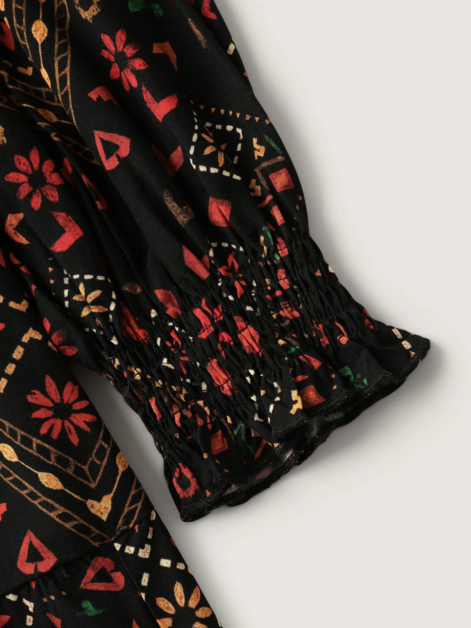 Supersoft Shirred Boho Collage Midi Dress - Image 5