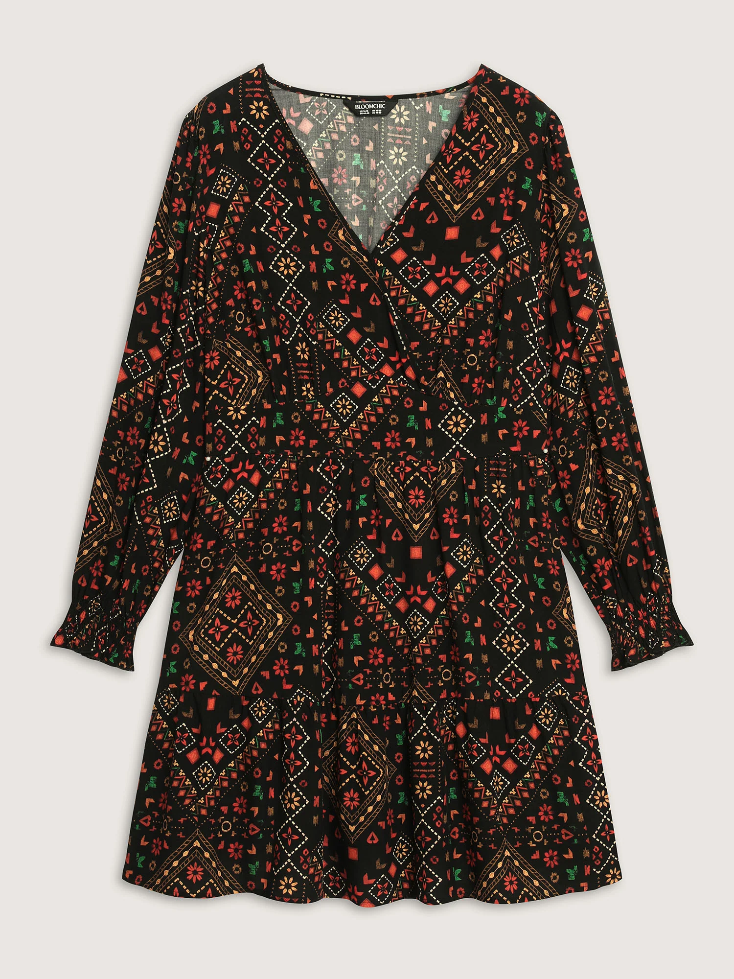 Supersoft Shirred Boho Collage Midi Dress - Image 7