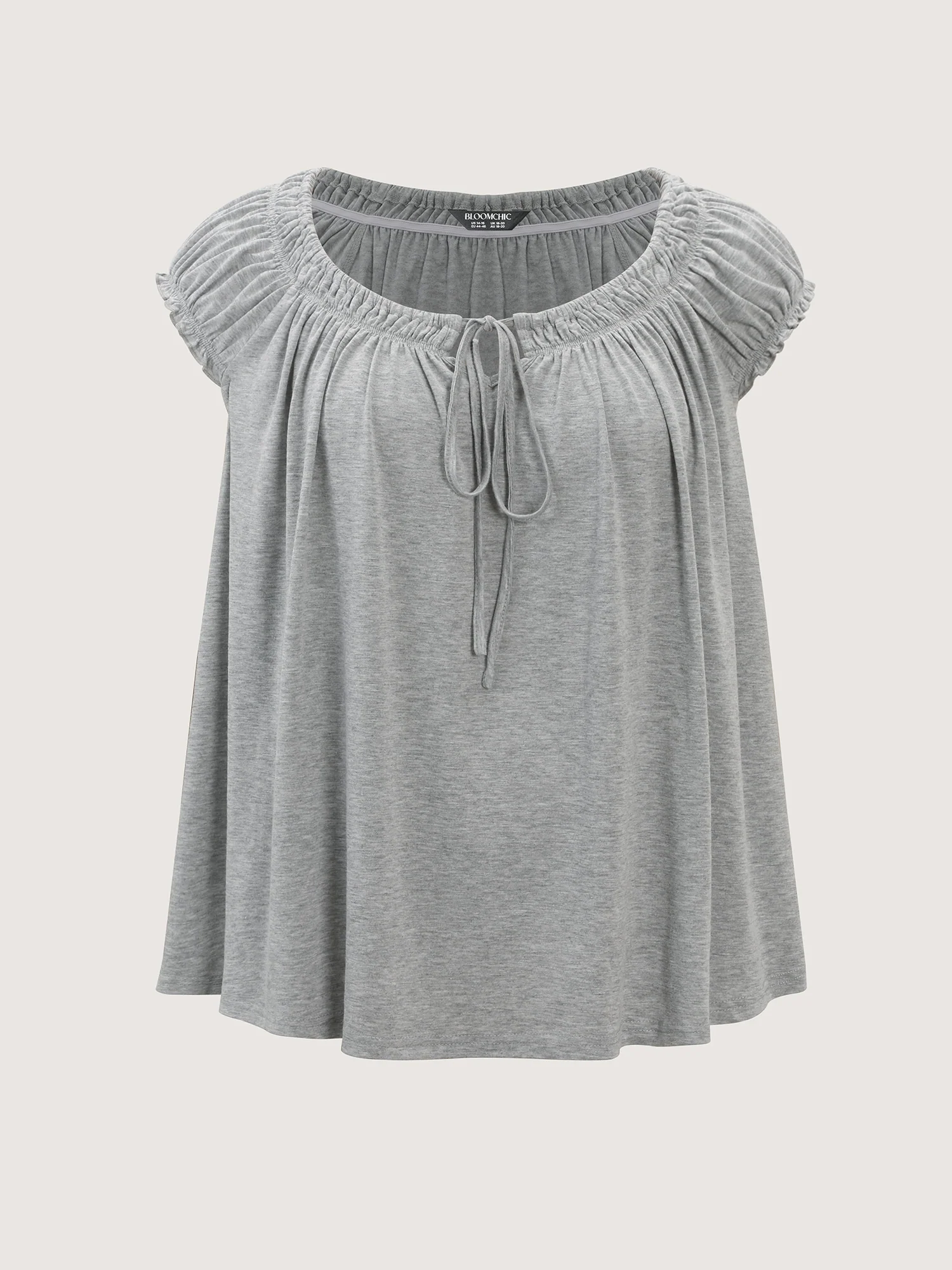 Supersoft Shirred Drawstring Neckline Flowy Top - Image 11