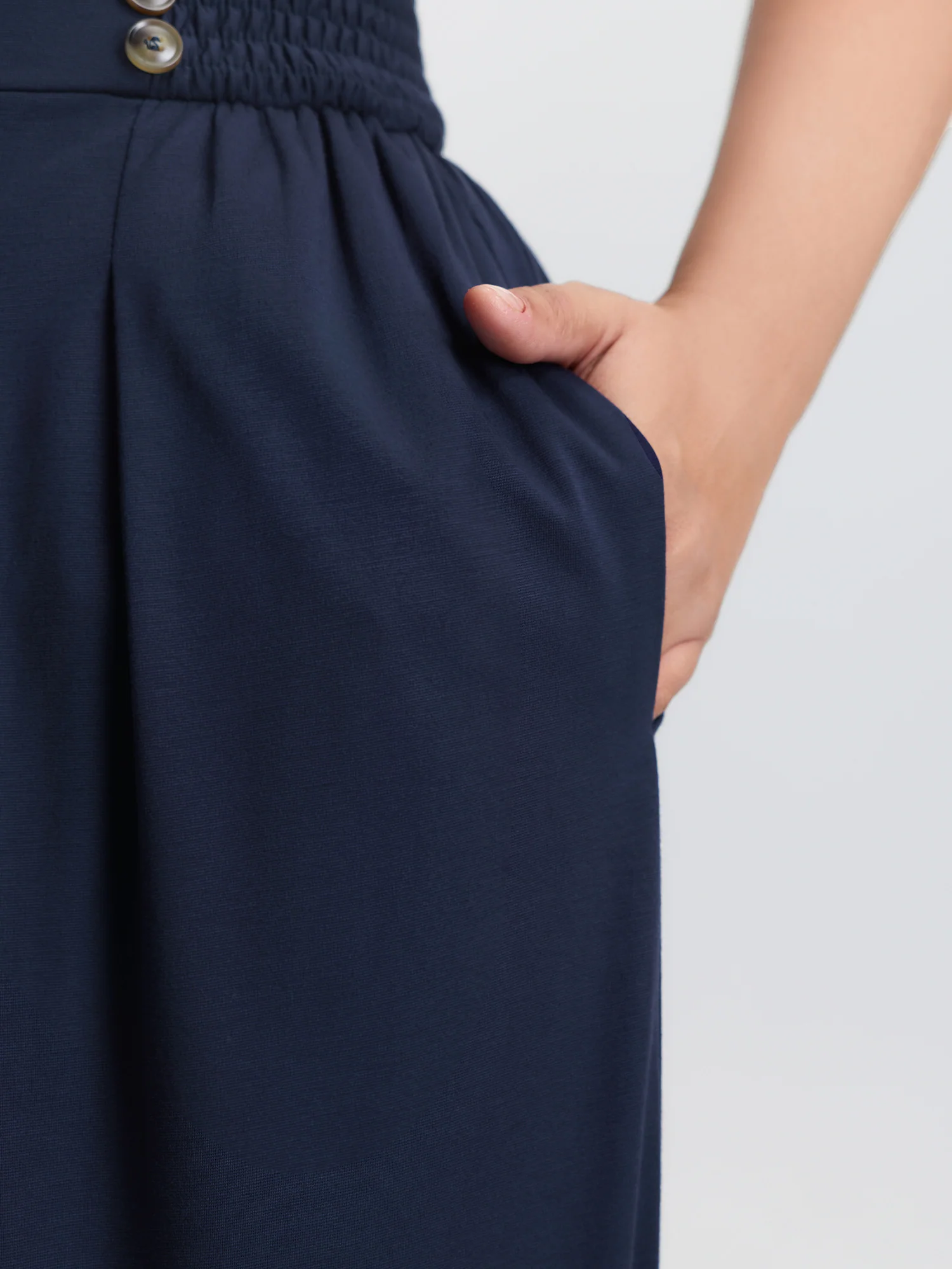 Supersoft Shirred Wide Waistband Button Lounge Bottoms - Image 3