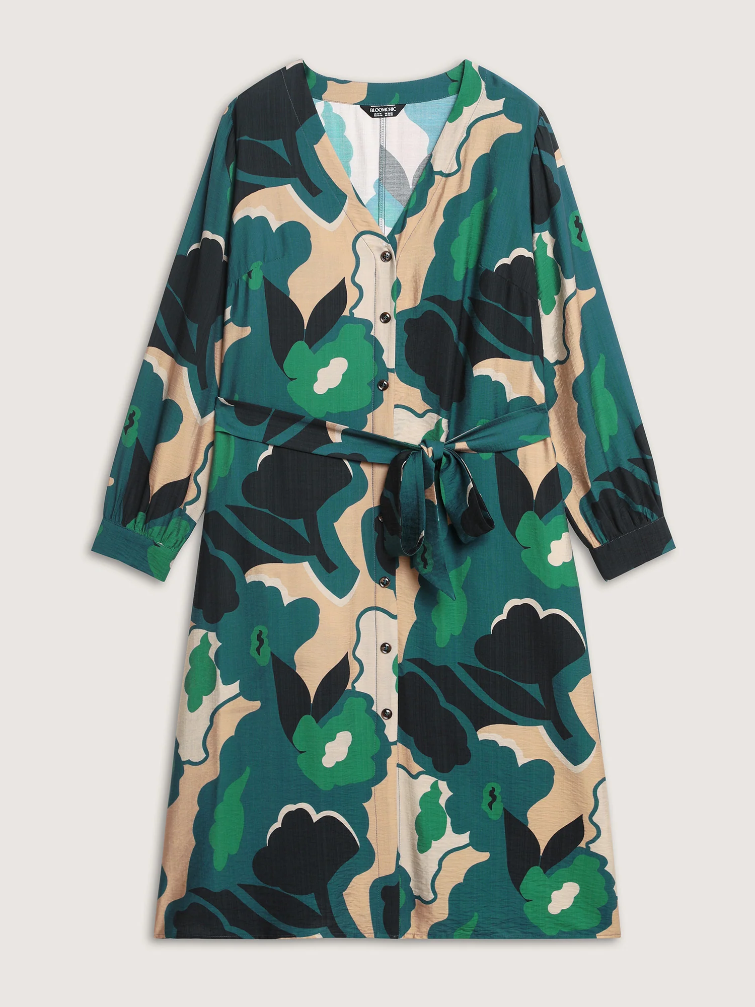 Supersoft Split Hem Belted Abstract Midi Dress - Image 7