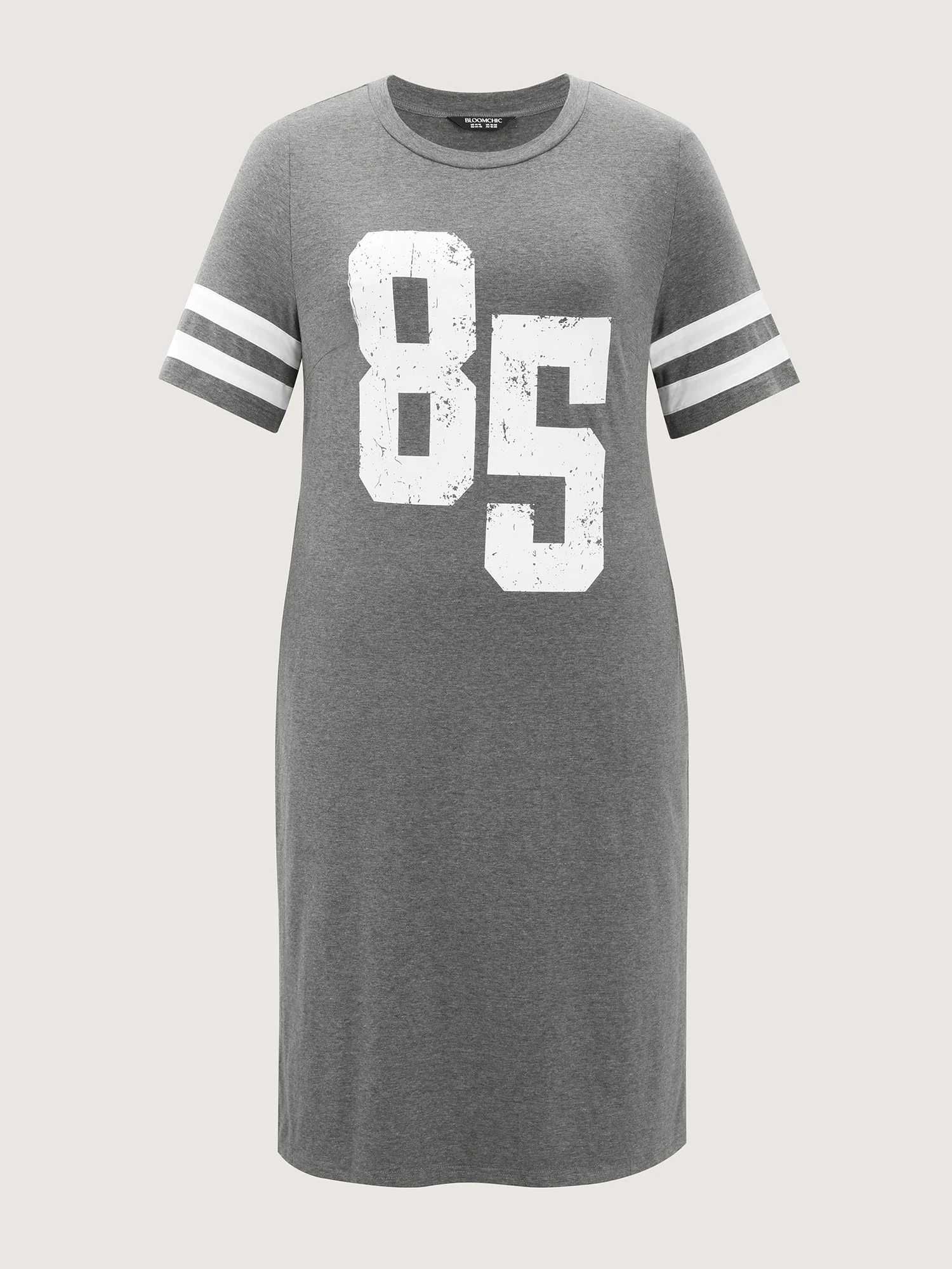 Supersoft Sporty Print Striped Sleeve Midi Dress - Image 7