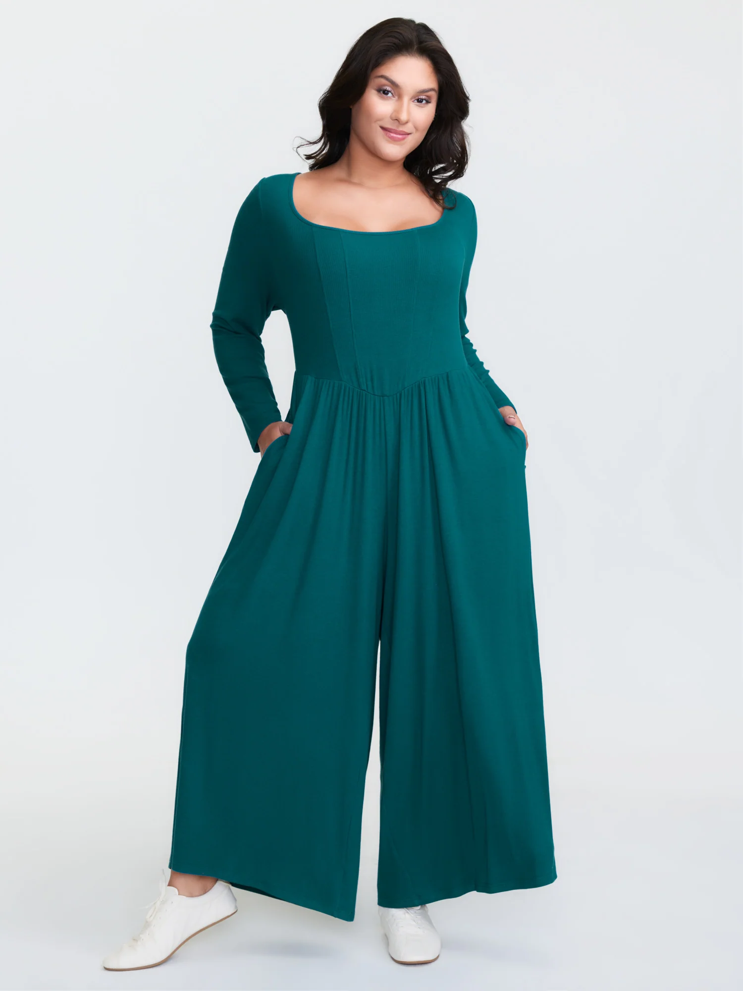 Supersoft Square Neck Smocked Waist Jumpsuit - Image 3