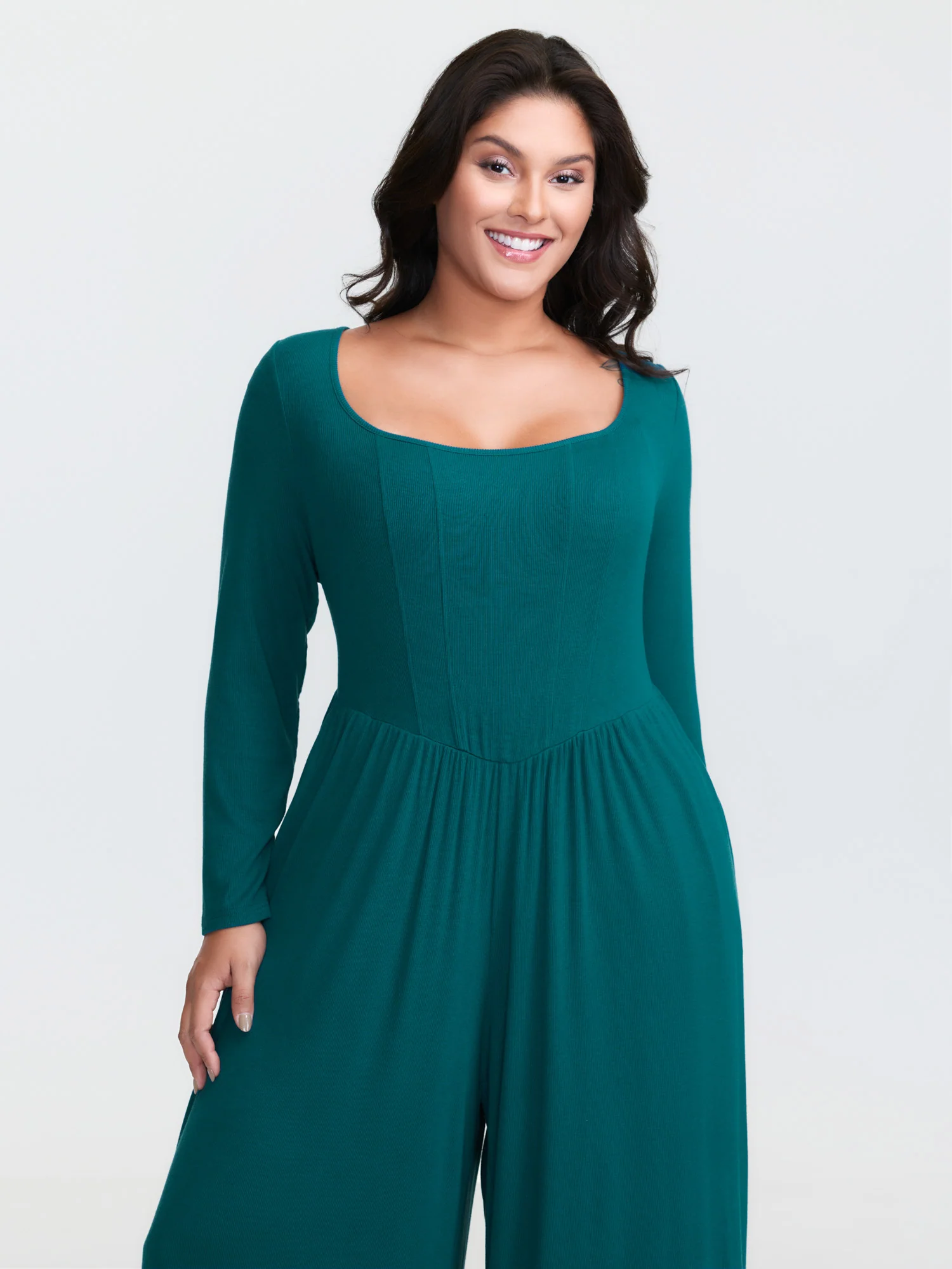 Supersoft Square Neck Smocked Waist Jumpsuit - Image 4