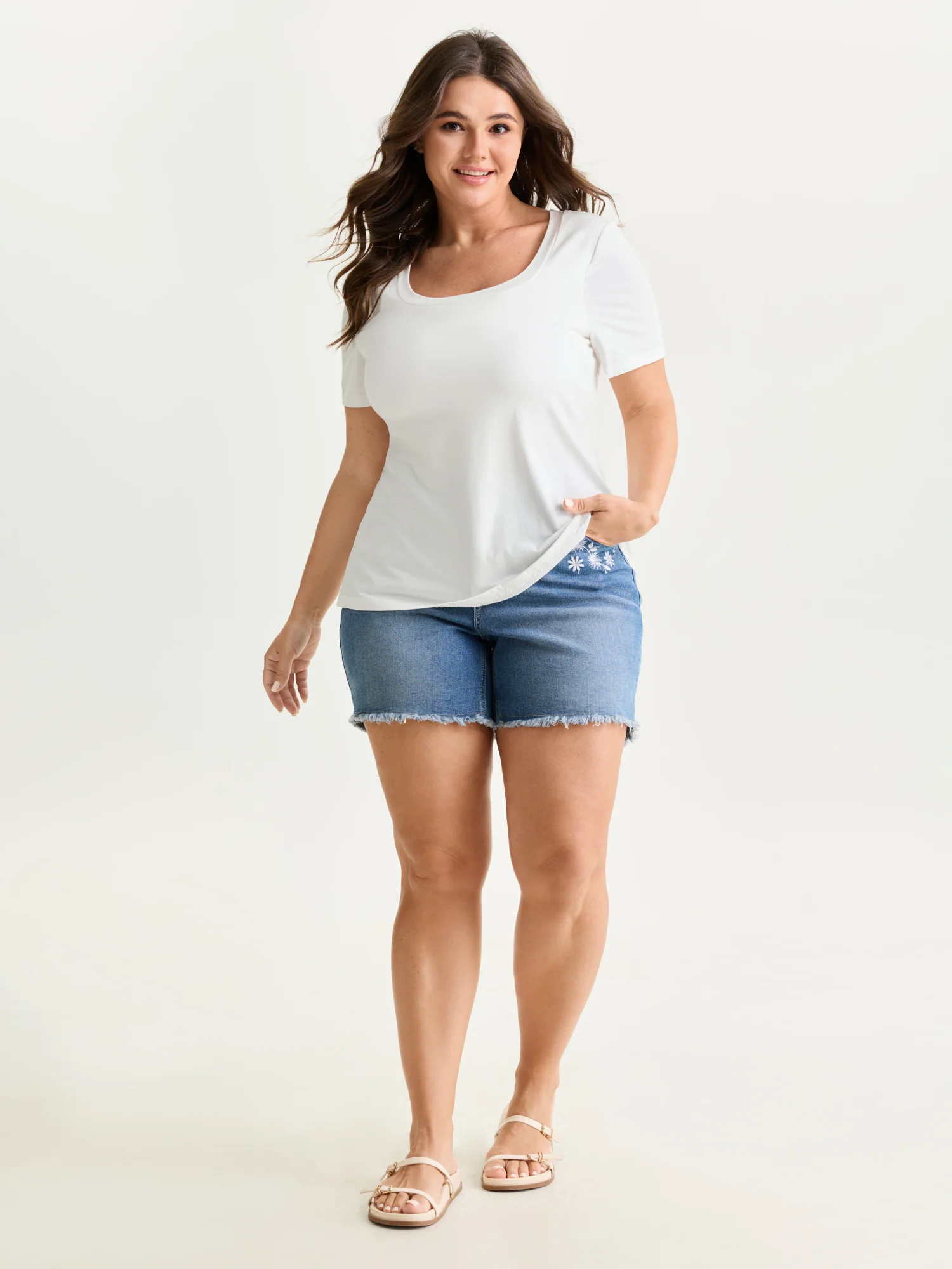 Supersoft Supportive Bra Square Neckline Fitted T-Shirt - Image 9