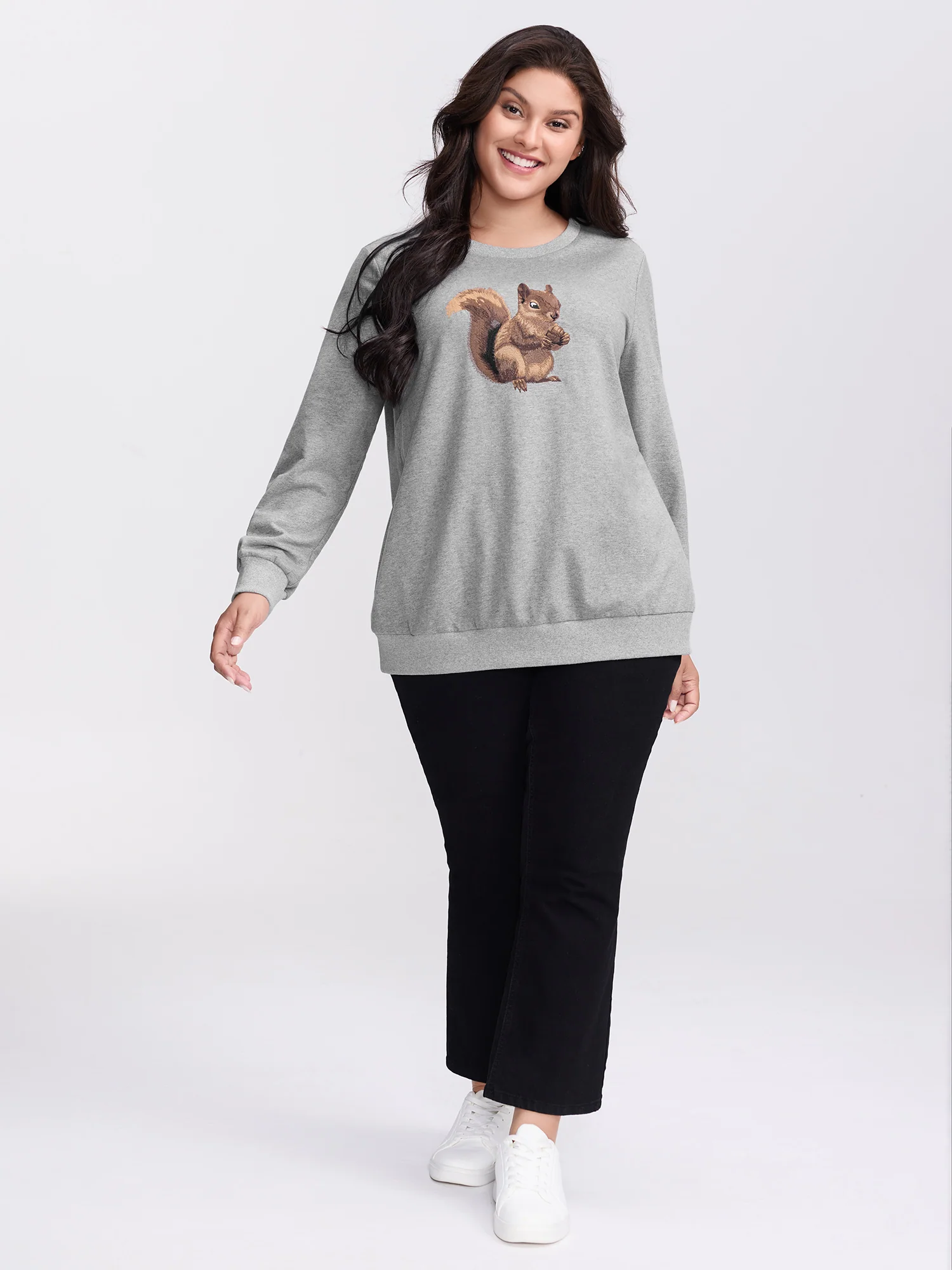 Supersoft Squirrel Embroidered Sweatshirt - Image 3