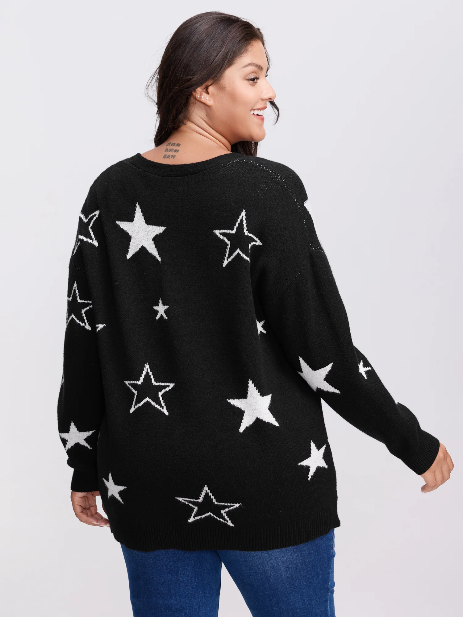Supersoft Star Jacquard Pockets Button Knit Cardigan - Image 5