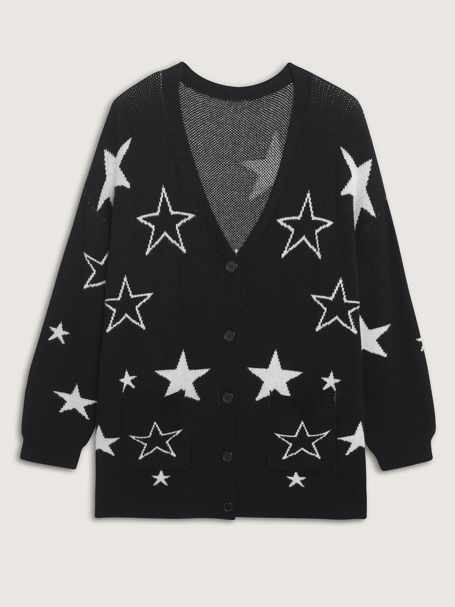 Supersoft Star Jacquard Pockets Button Knit Cardigan - Image 9