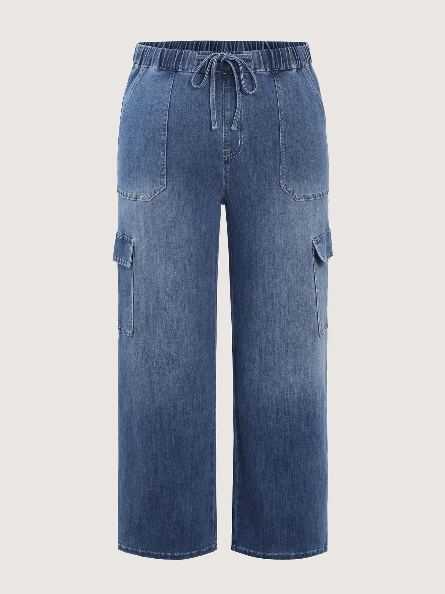 Supersoft Drawstring Wide-Leg Cargo Jeans - Image 9