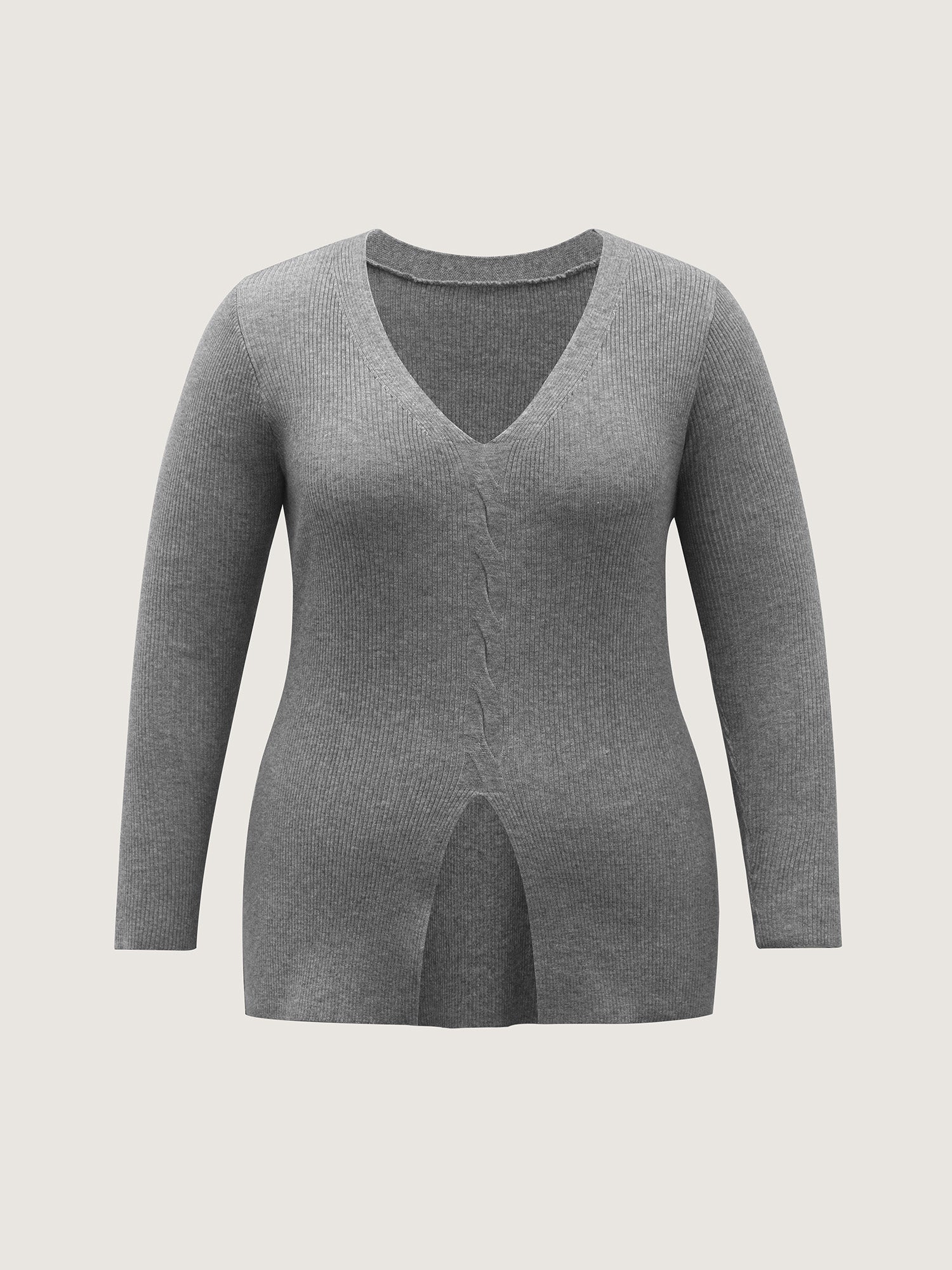 Supersoft Stretchy Cable Knit Slit Front Fitted Pullover - Image 7