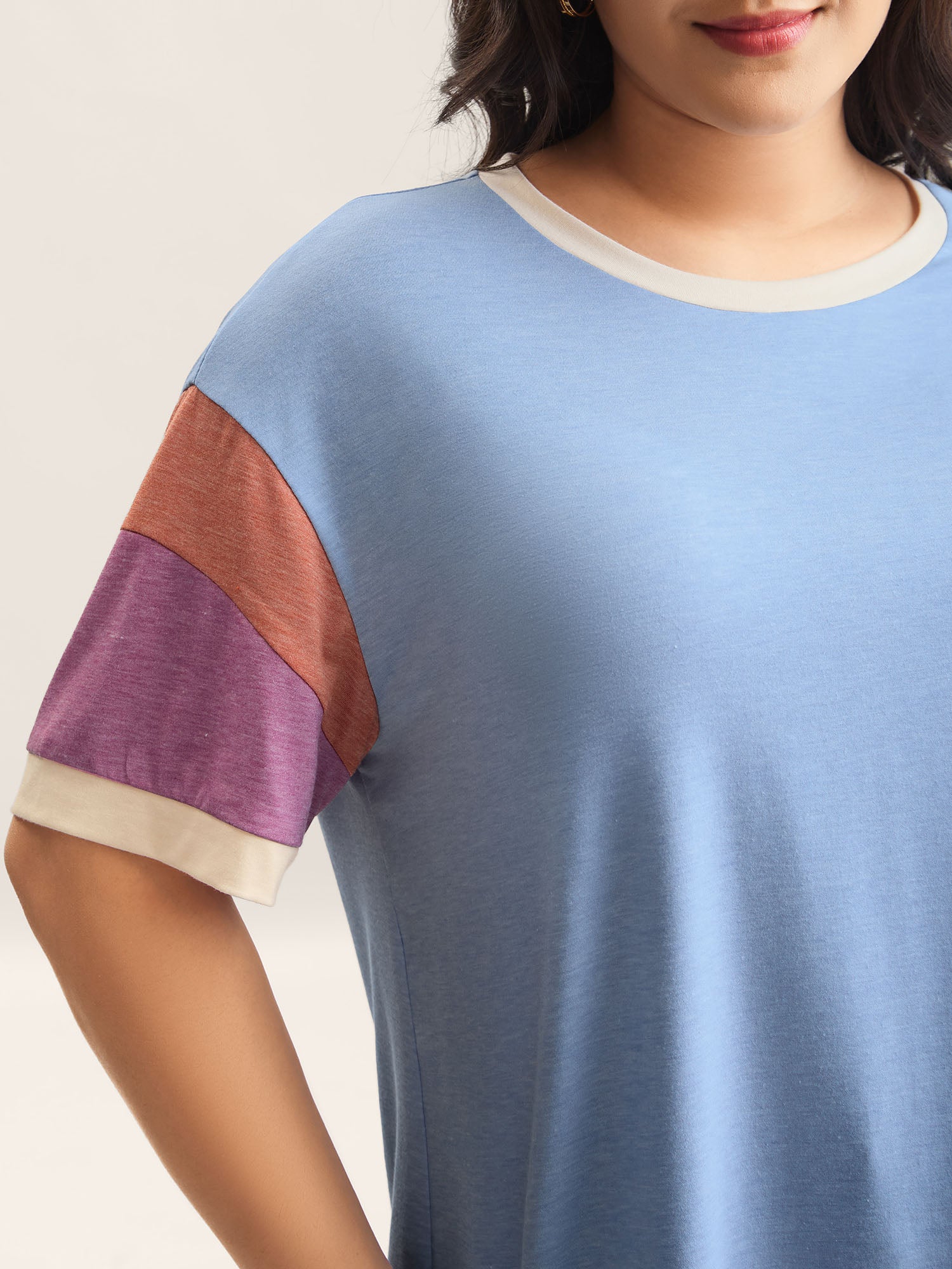 Supersoft Stretchy Color Contrast T-Shirt - Image 2