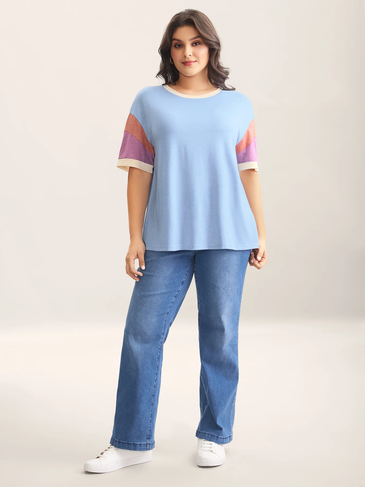 Supersoft Stretchy Color Contrast T-Shirt - Image 3