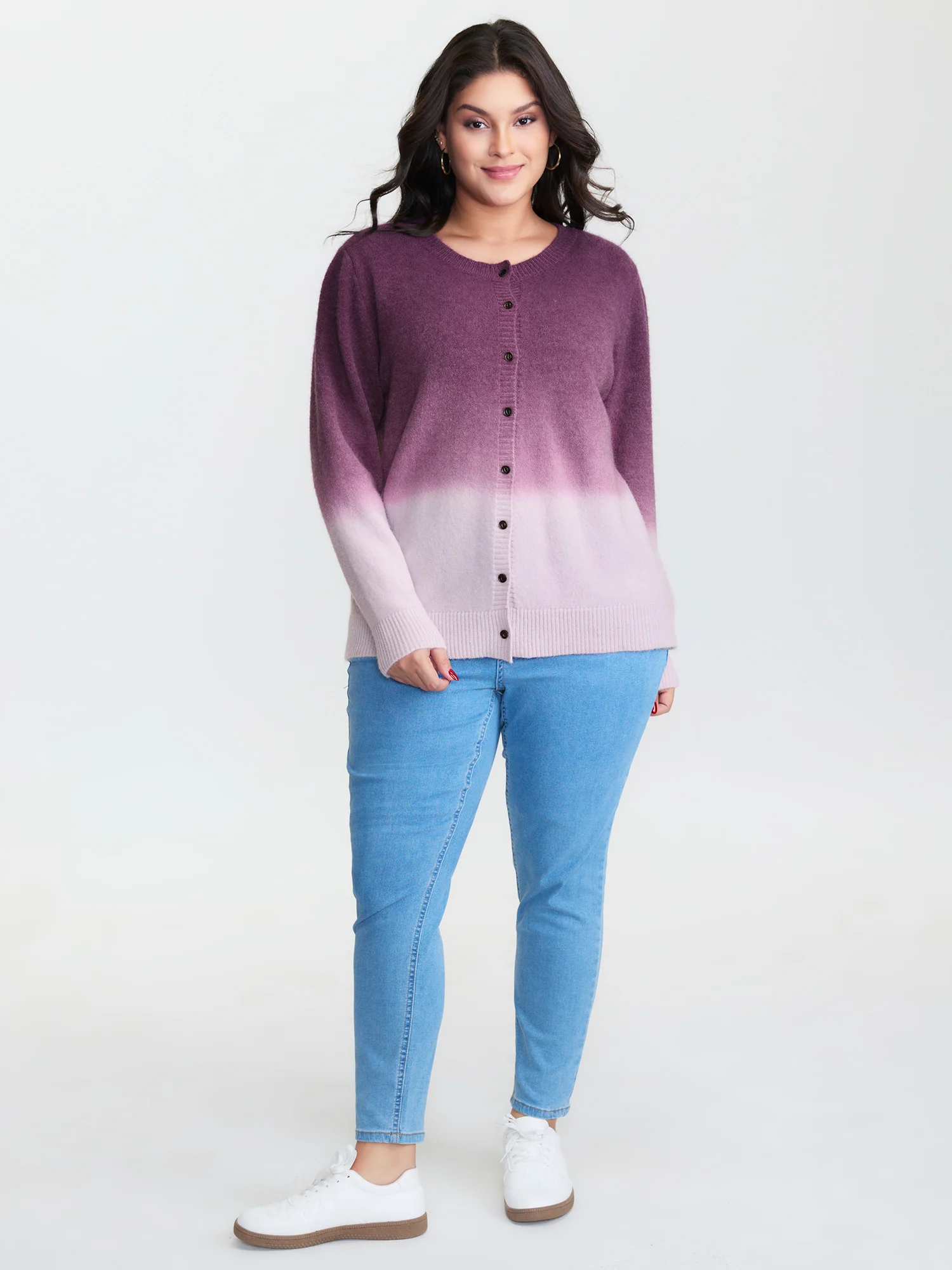 Supersoft Stretchy Color Gradient Knit Cardigan - Image 2