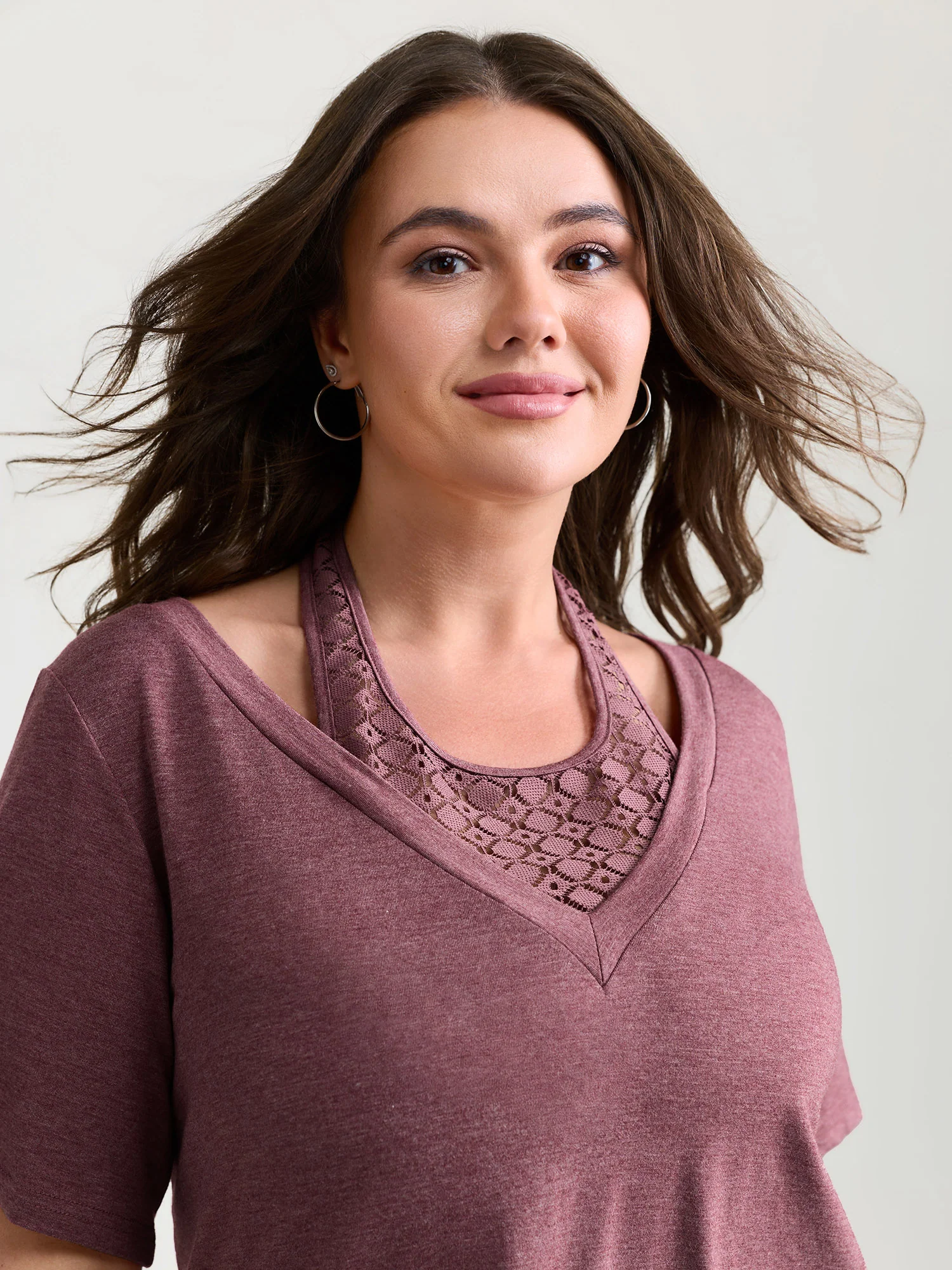 Supersoft Stretchy Cut-Out Neckline Plain T-Shirt - Image 2