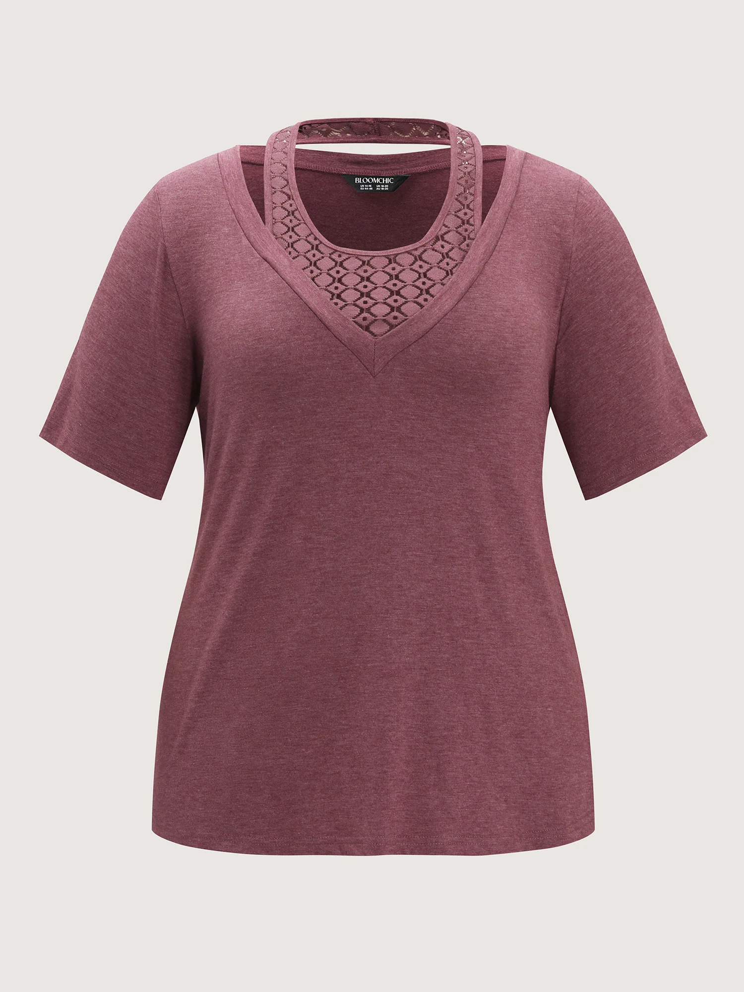 Supersoft Stretchy Cut-Out Neckline Plain T-Shirt - Image 6