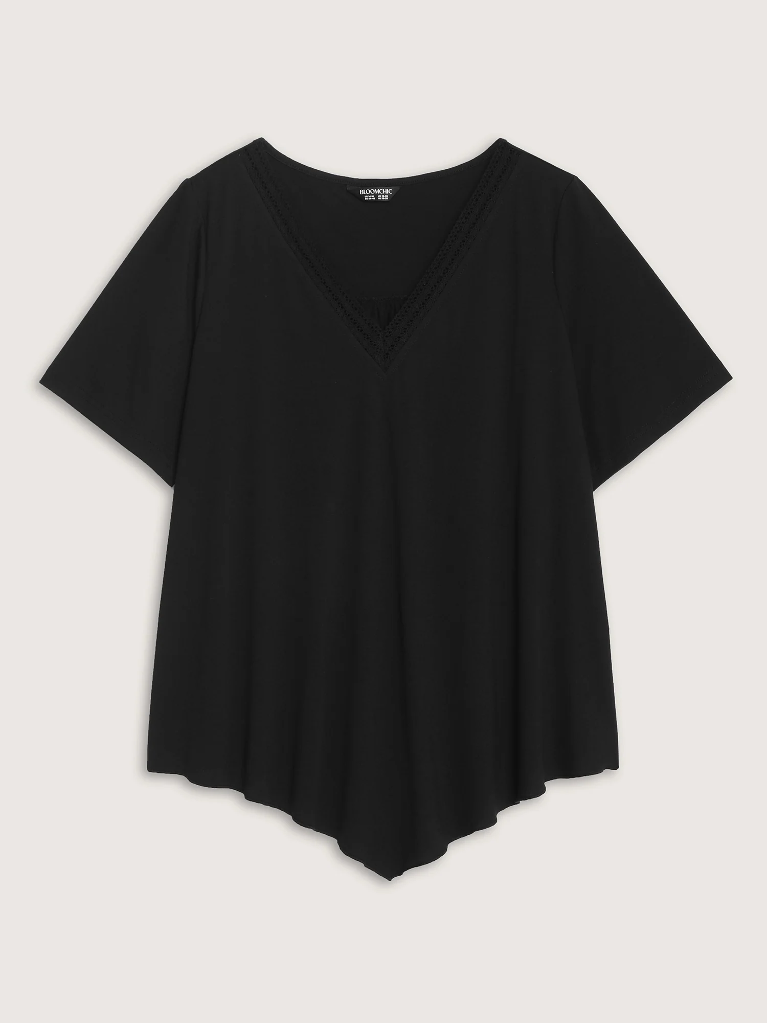 Supersoft Stretchy Draped Lace Trim Plain T-Shirt - Image 8