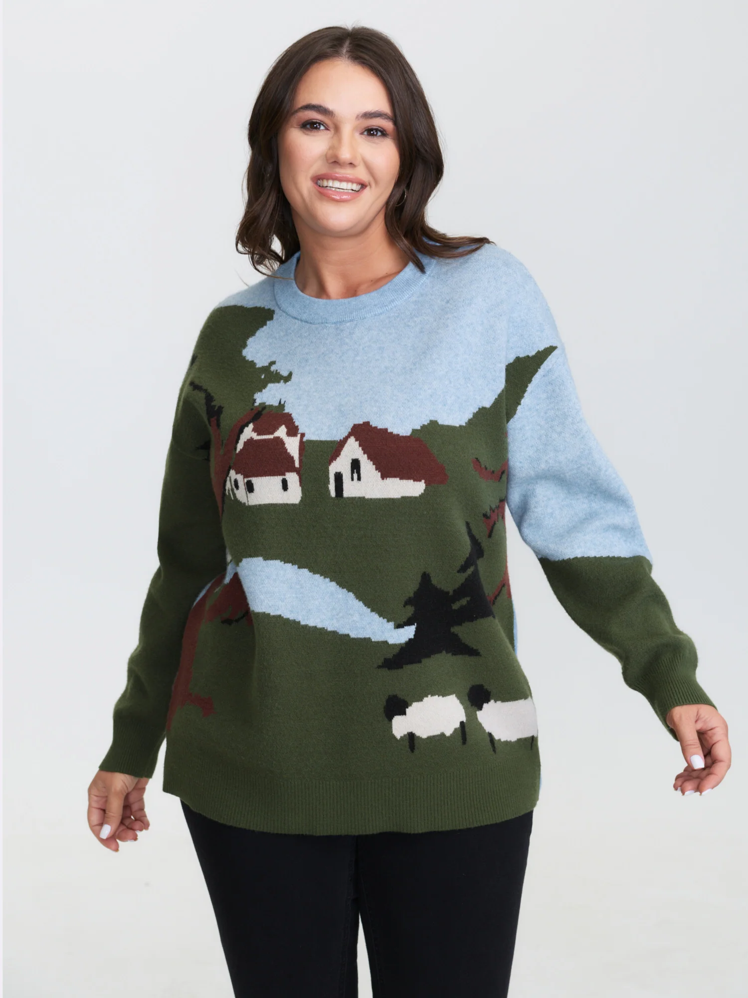Supersoft Stretchy Farmhouse Pattern Pullover - Image 2