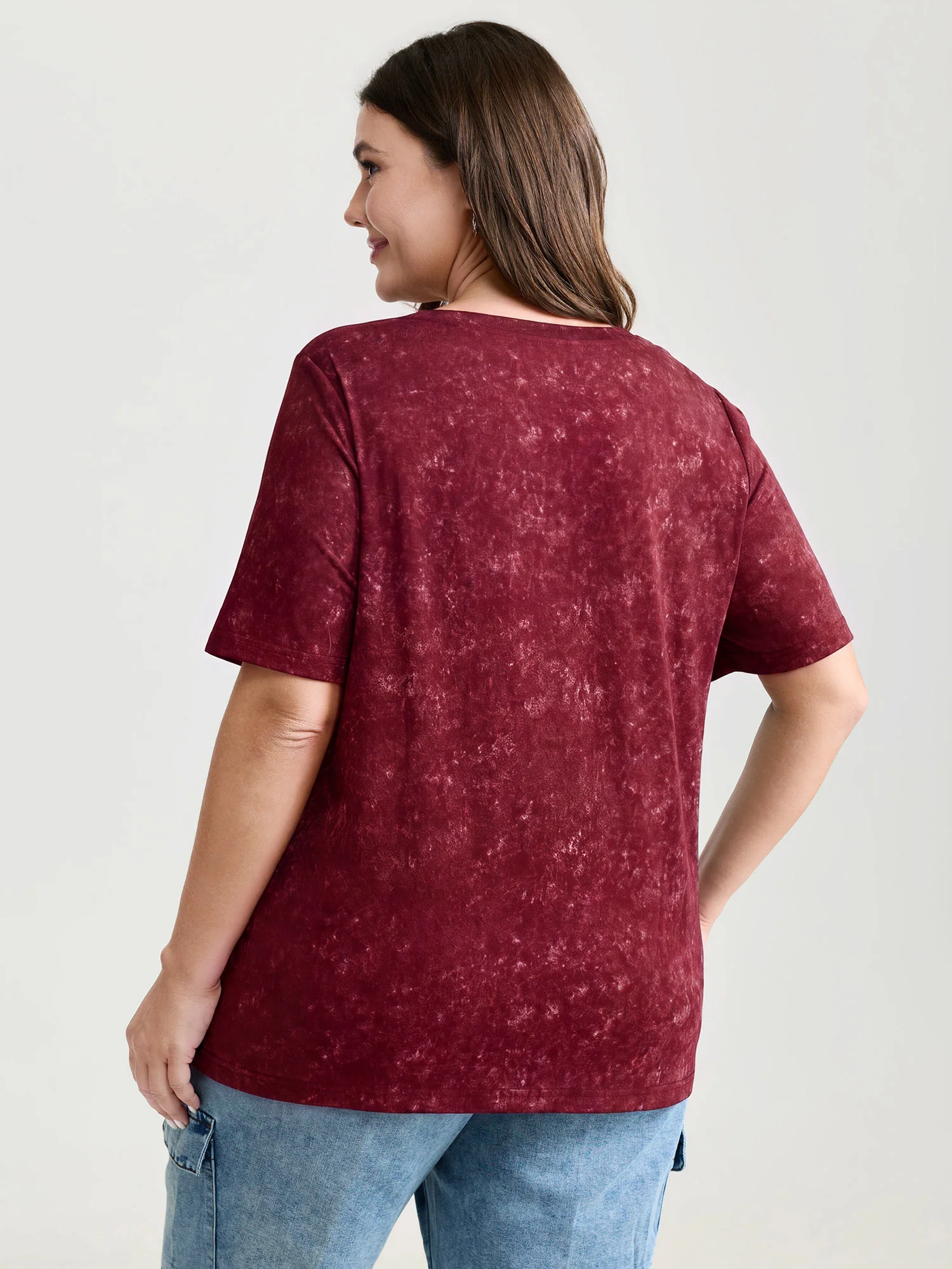 Supersoft Stretchy Feather Print Snowflake Effect T-Shirt - Image 12
