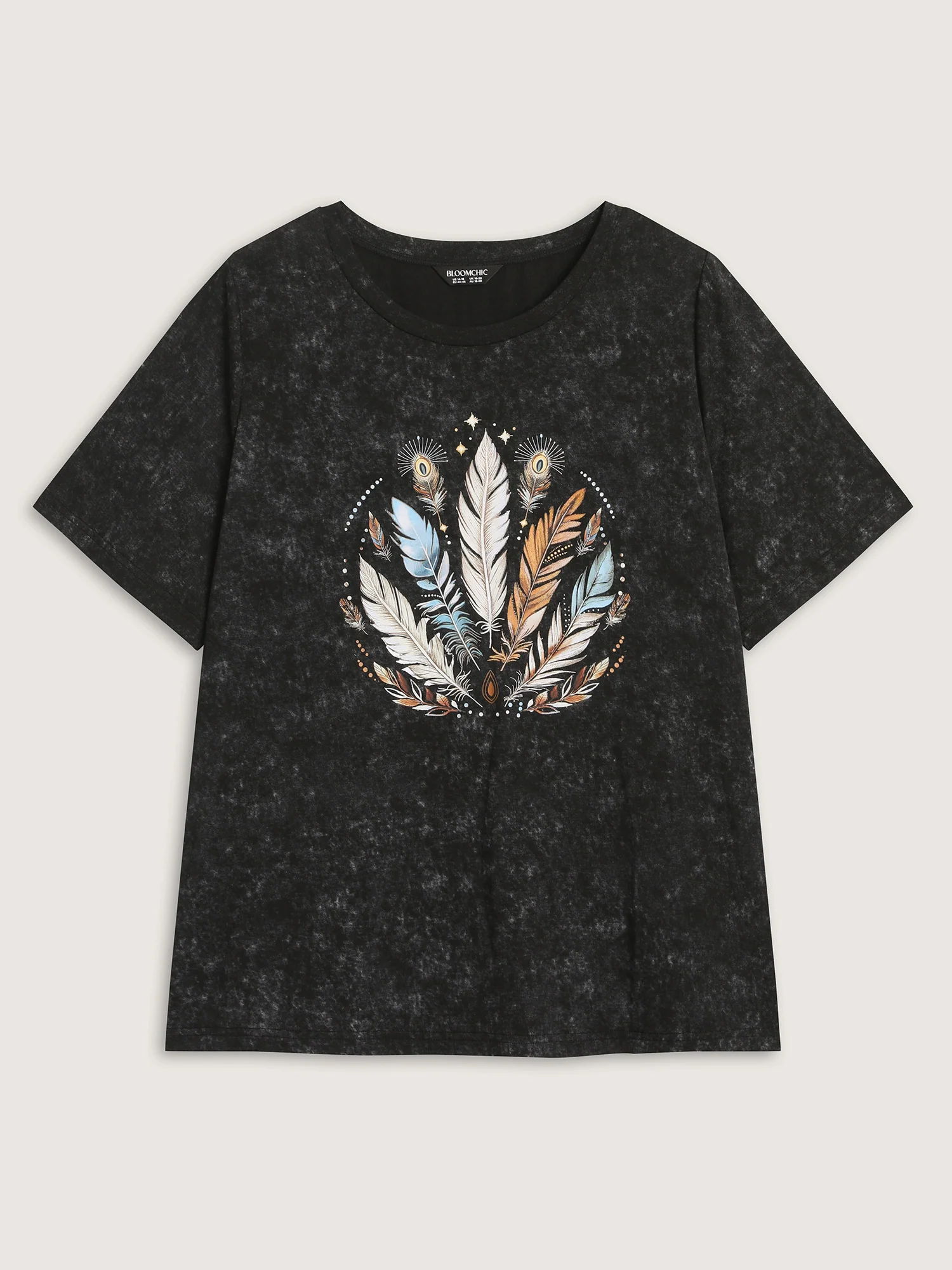 Supersoft Stretchy Feather Print Snowflake Effect T-Shirt - Image 7