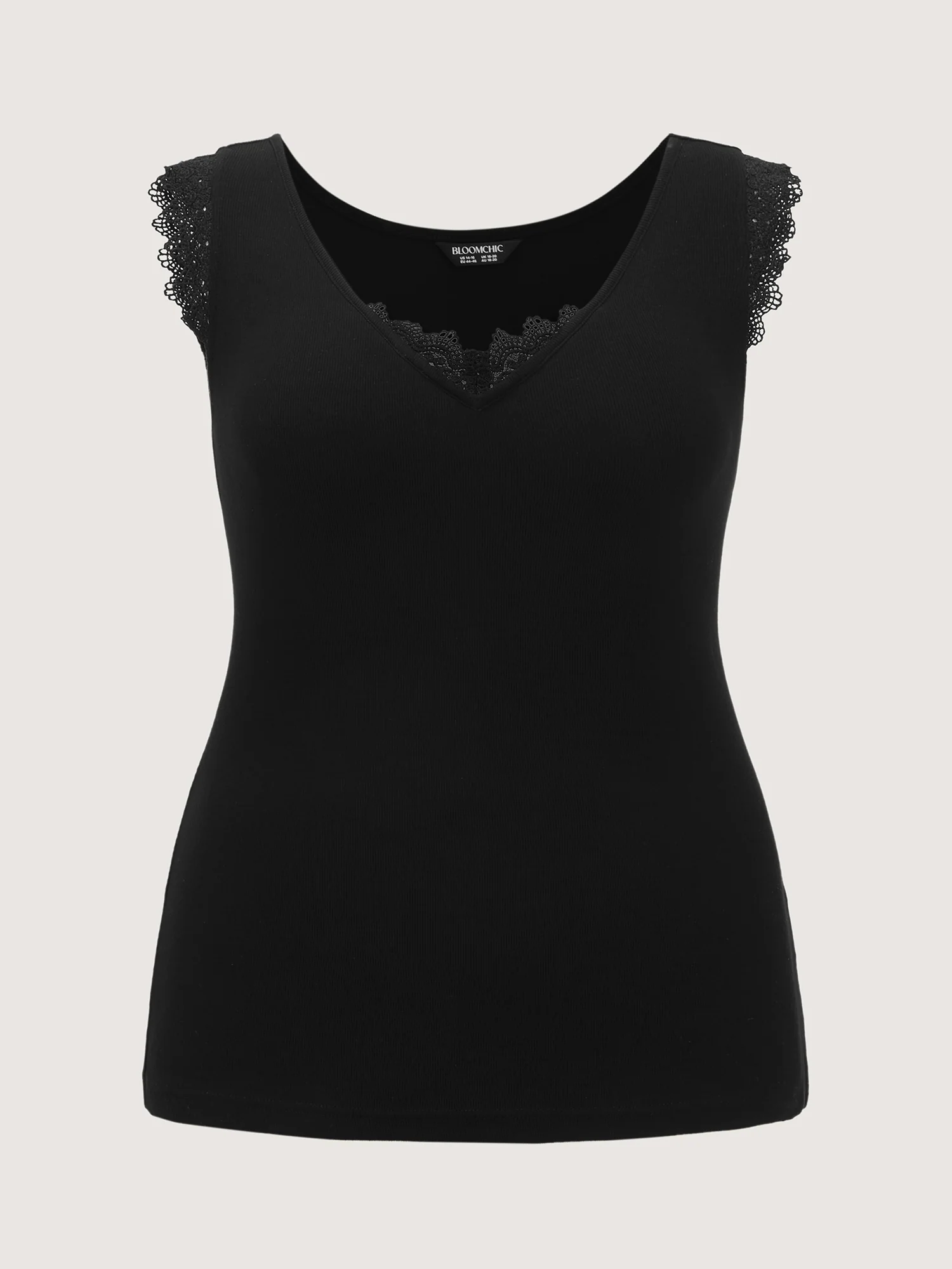 Supersoft Stretchy Lace Trim Neckline Tank Top - Image 8