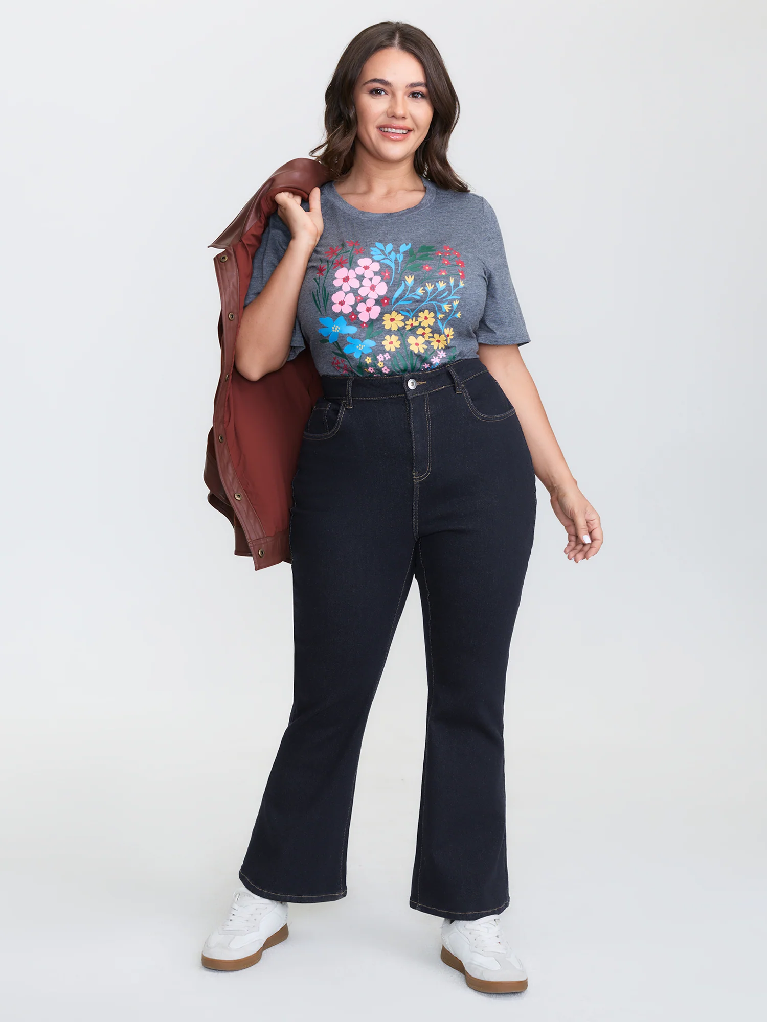 Supersoft Stretchy Mid-Rise Flared Hem Jeans - Image 2