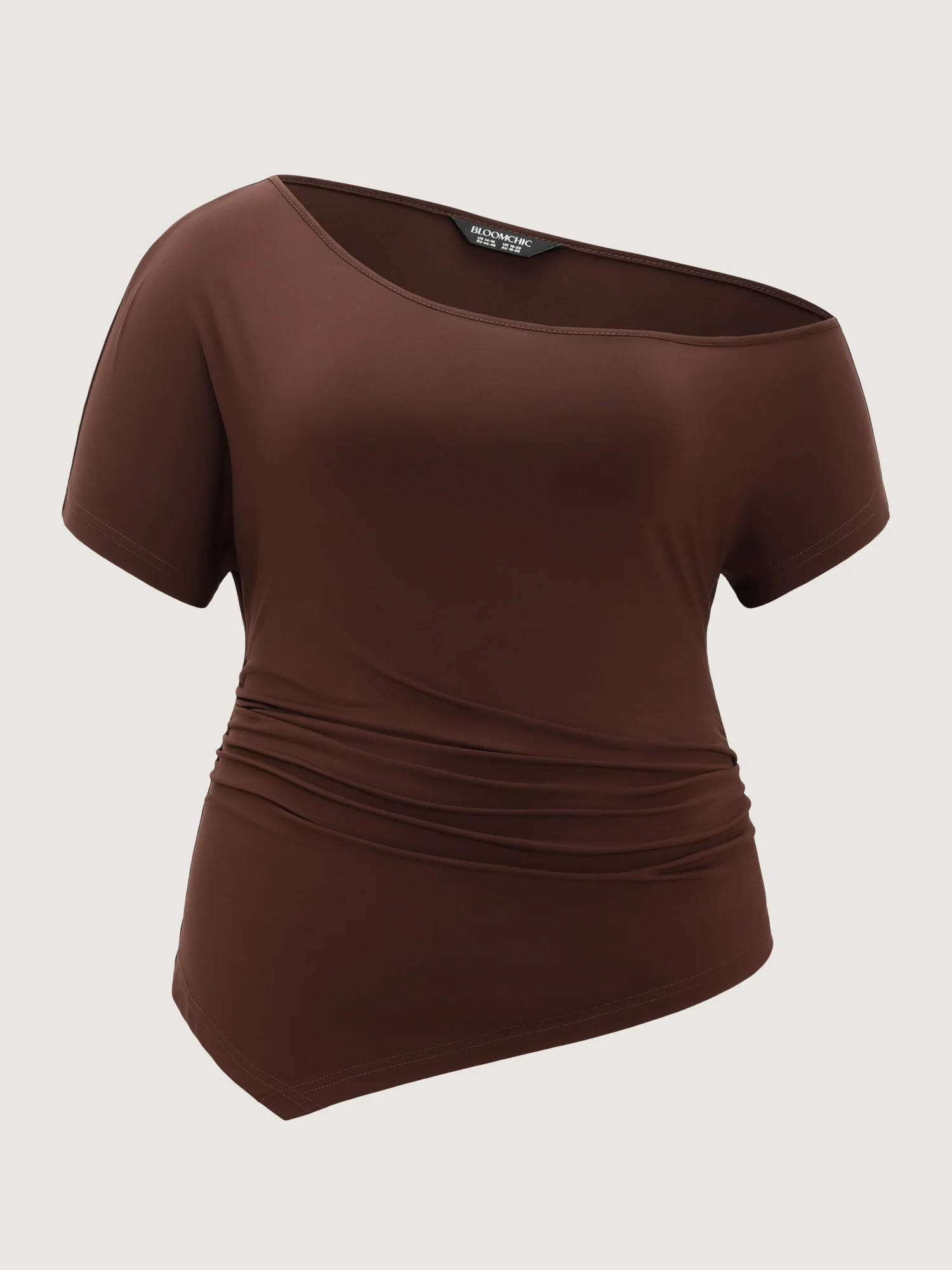 Supersoft Stretchy One-Shoulder Ruched Knit Top - Image 7