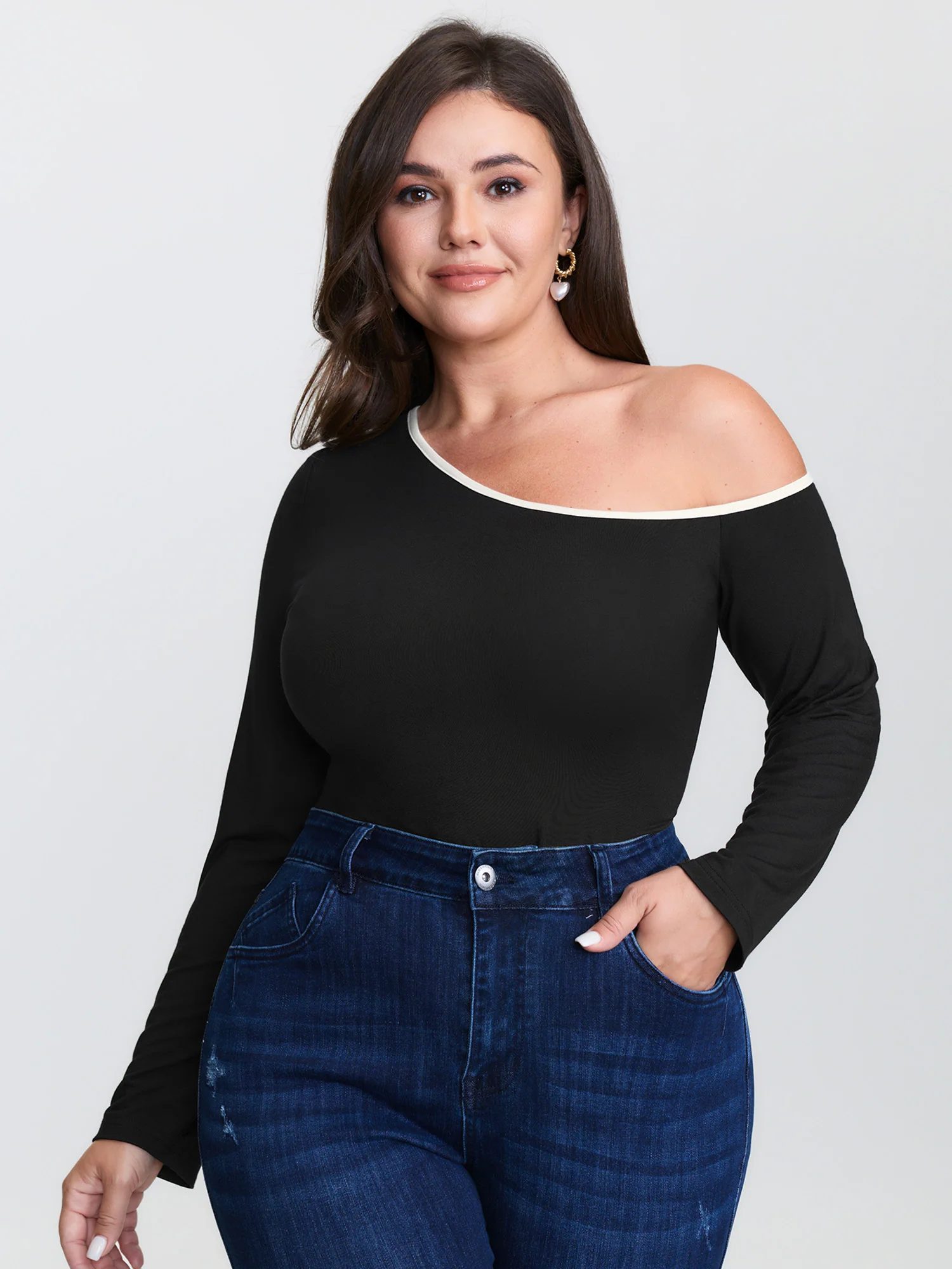 Supersoft Stretchy One-Shoulder T-Shirt - Image 2