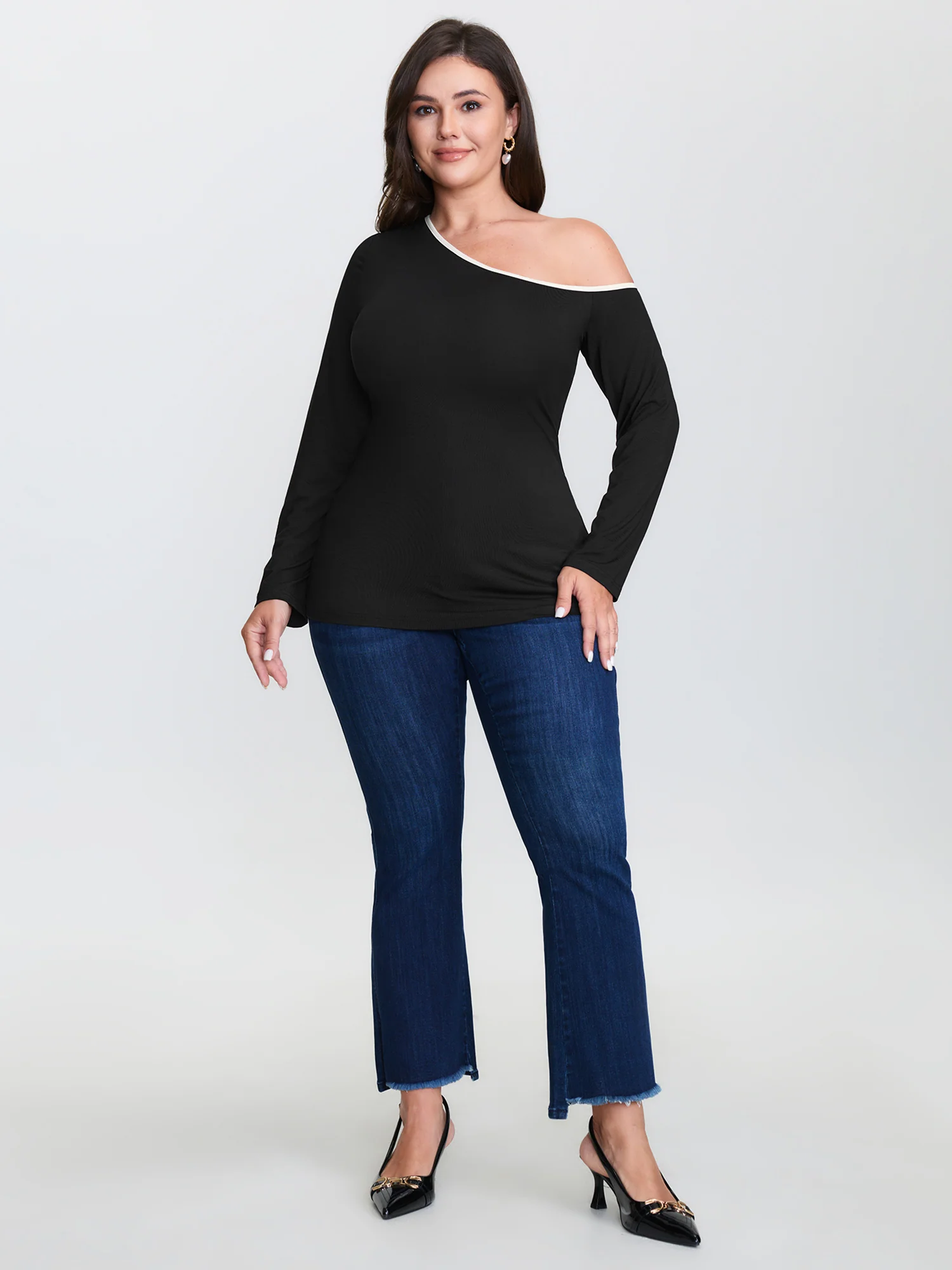 Supersoft Stretchy One-Shoulder T-Shirt - Image 3