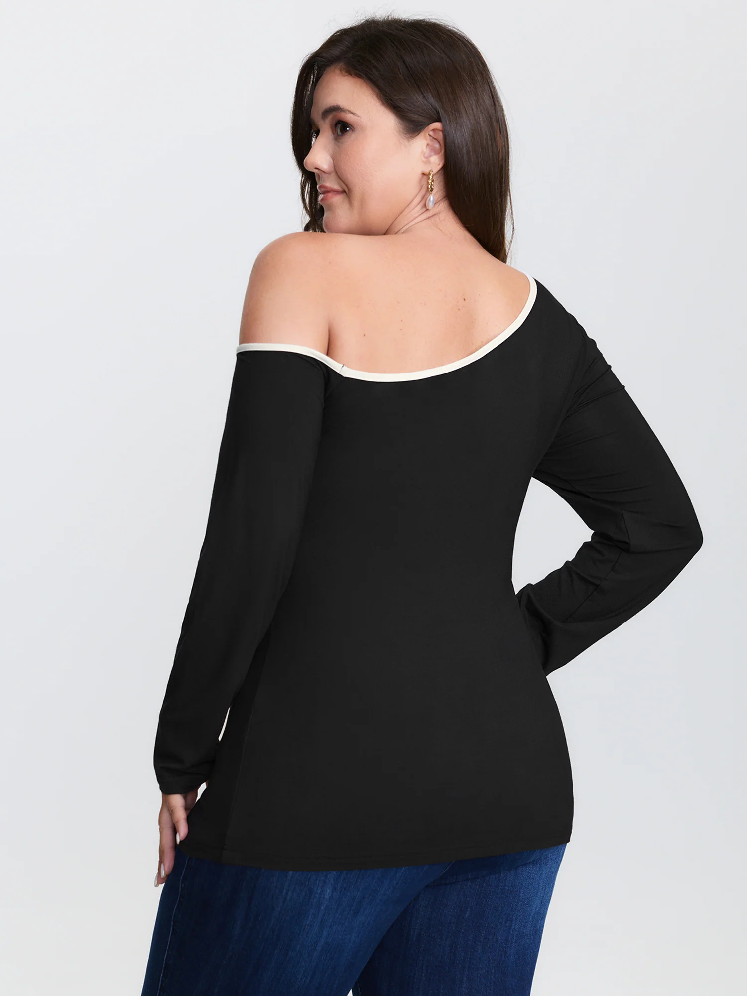 Supersoft Stretchy One-Shoulder T-Shirt - Image 5