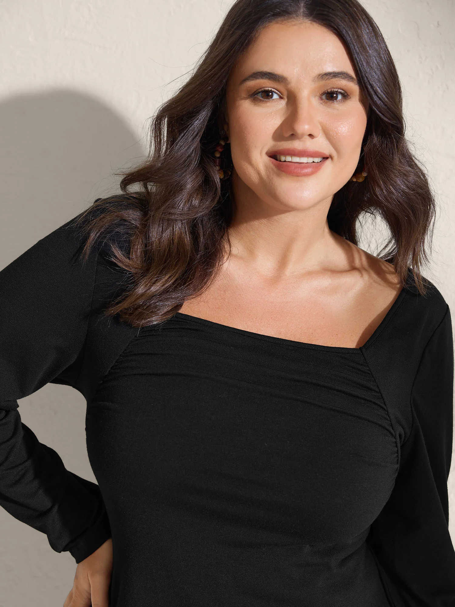 Supersoft Stretchy Pleated Bodice T-Shirt - Image 2