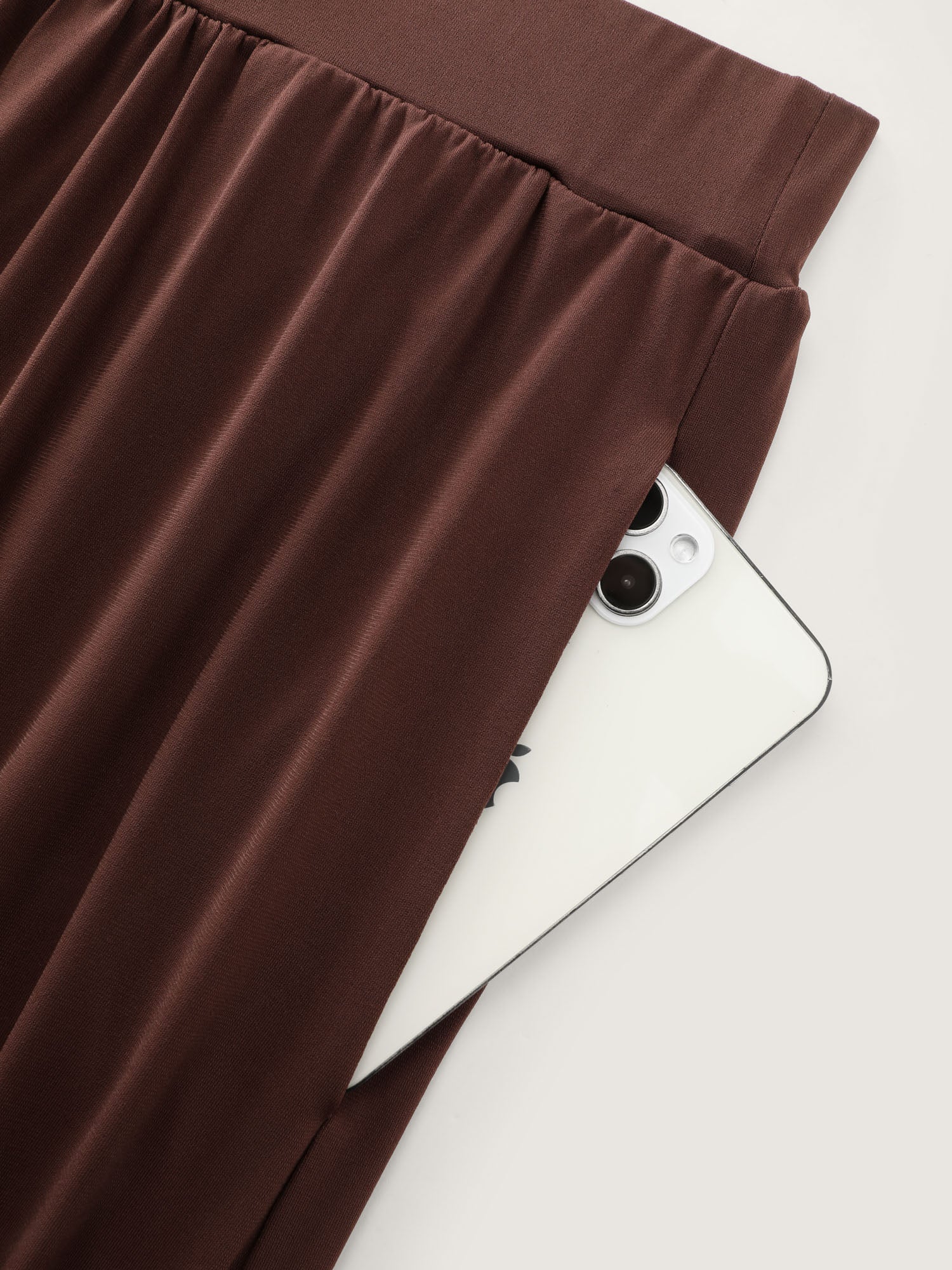 Supersoft Stretchy Pleated Flared Plain Pants - Image 6