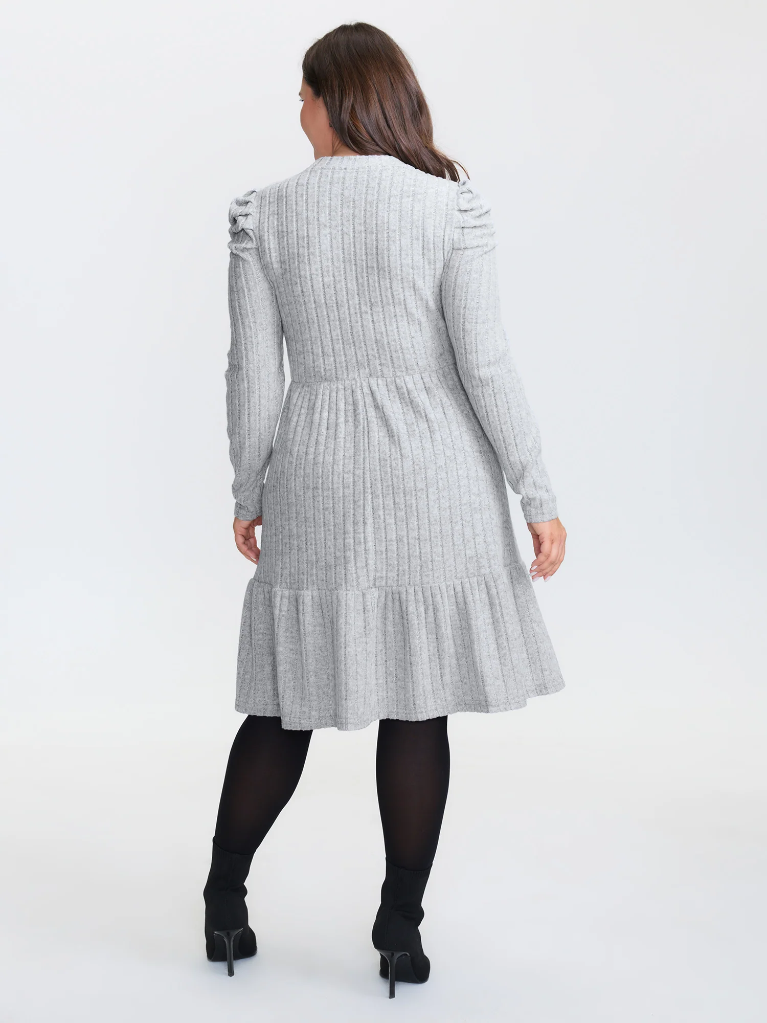 Supersoft Stretchy Pleated Shoulder Midi Dress - Image 4