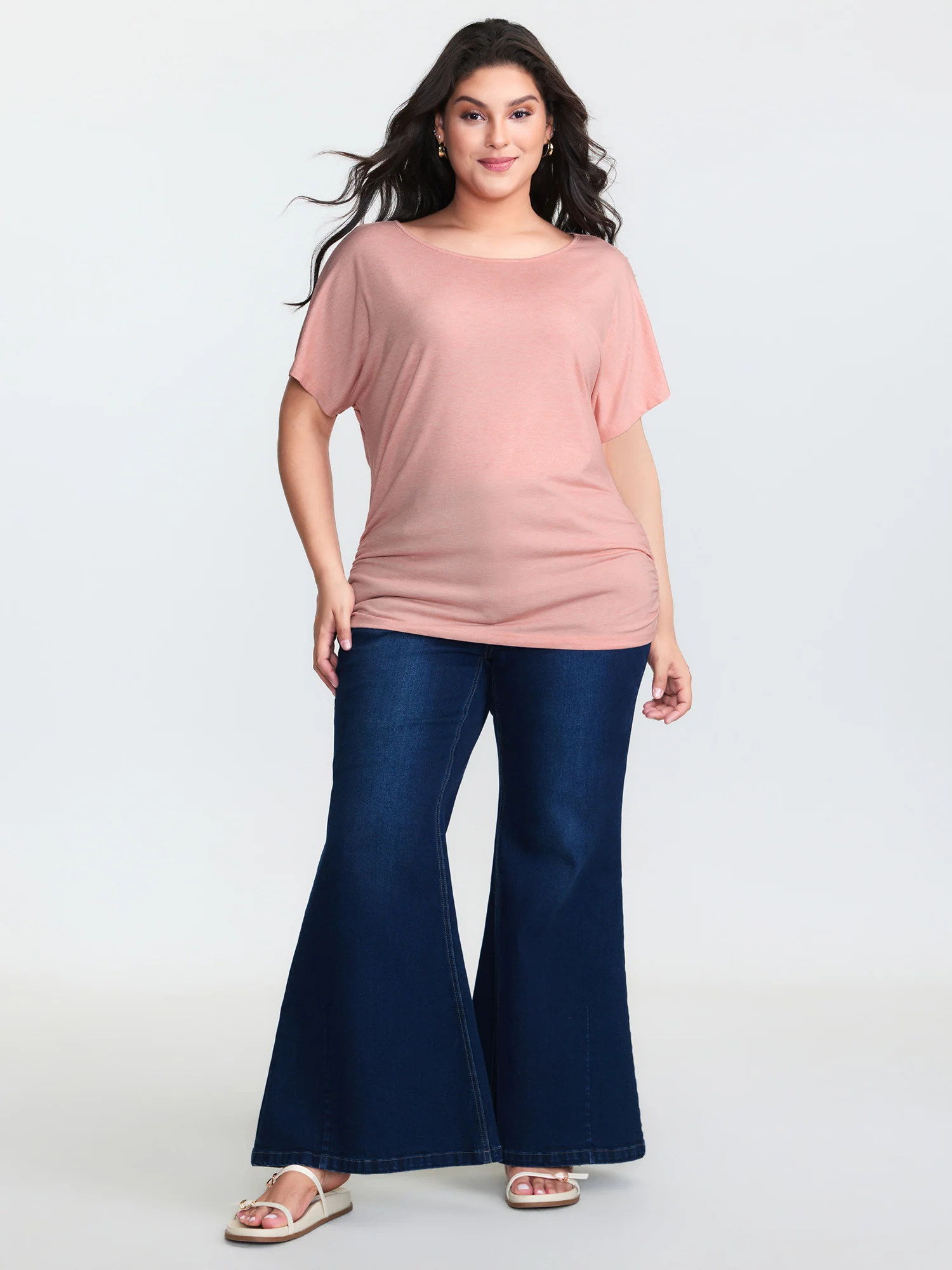 Supersoft Stretchy Ruched Hip-Coverage T-Shirt - Image 3