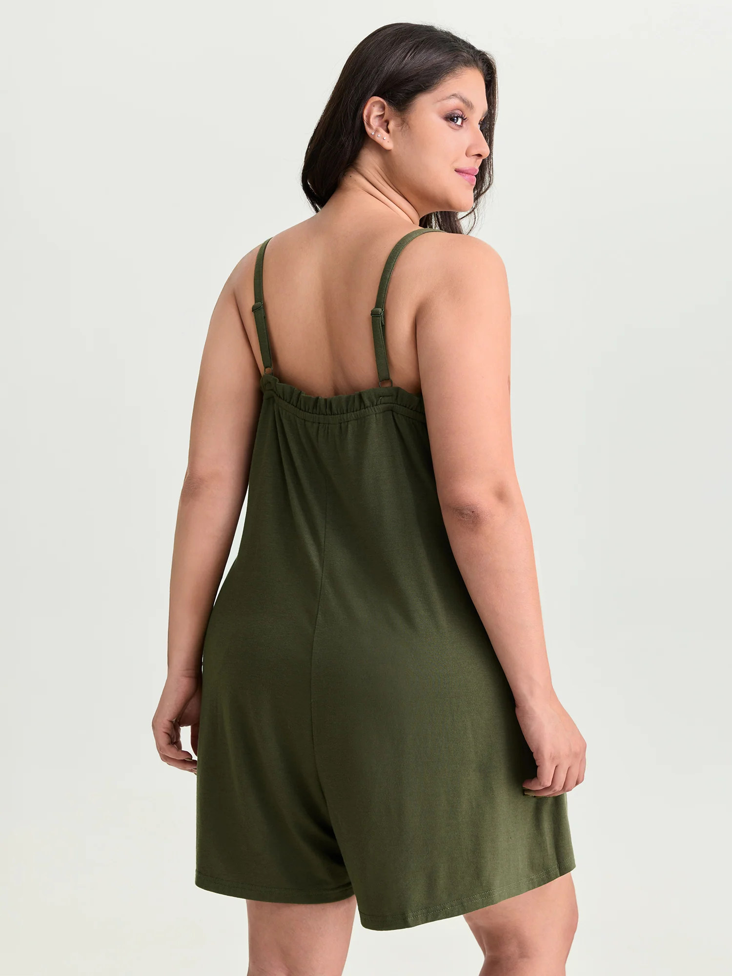 Supersoft Stretchy Ruffled Drawstring Neckline Romper - Image 5