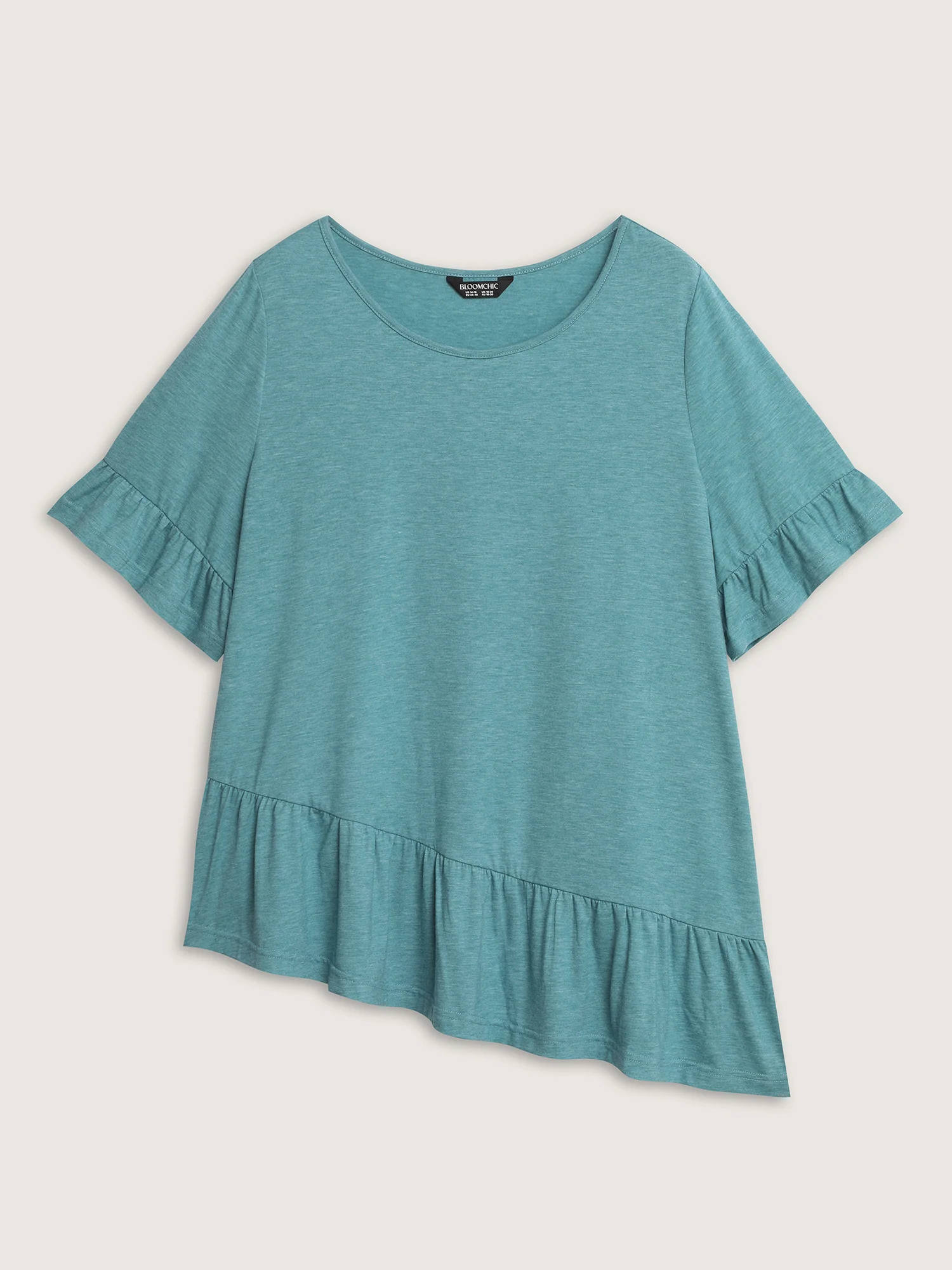 Supersoft Stretchy Ruffled Hem Plain Knit Top - Image 8