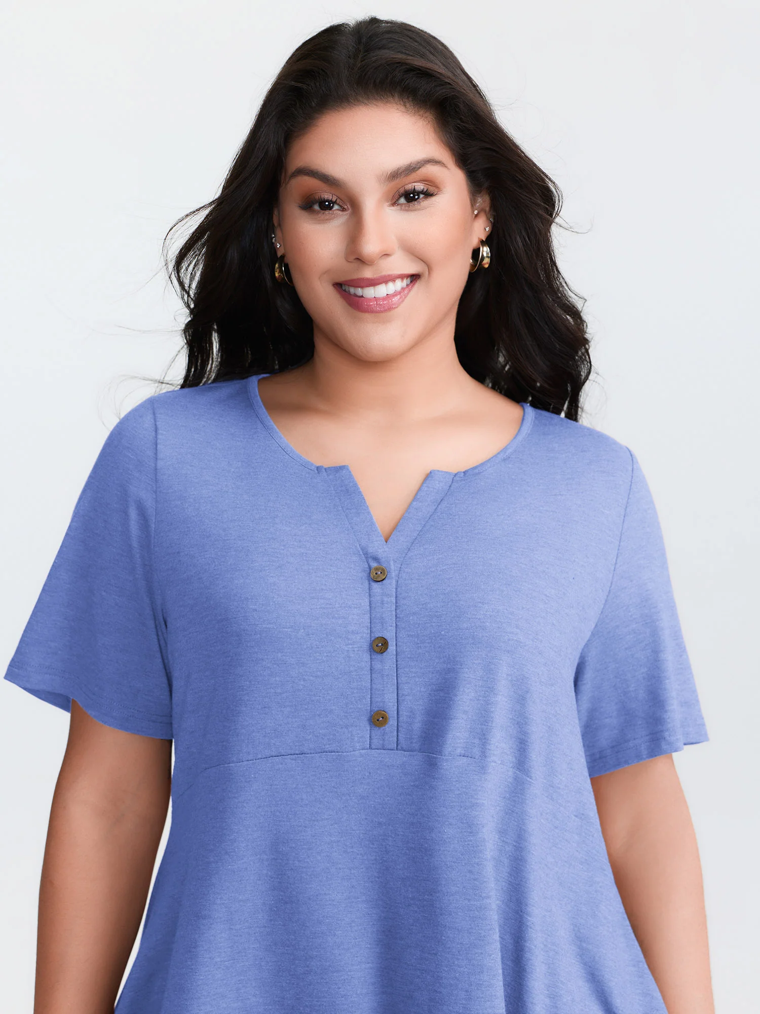 Supersoft Stretchy Ruffled Hemline Button T-Shirt - Image 15