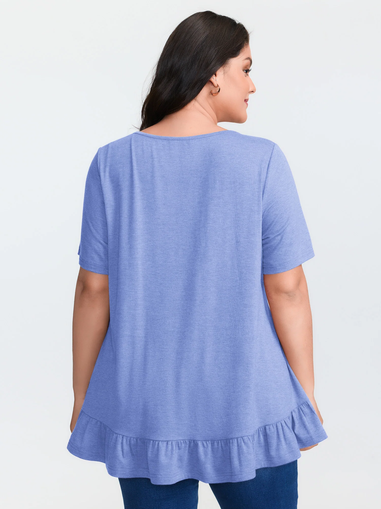 Supersoft Stretchy Ruffled Hemline Button T-Shirt - Image 18