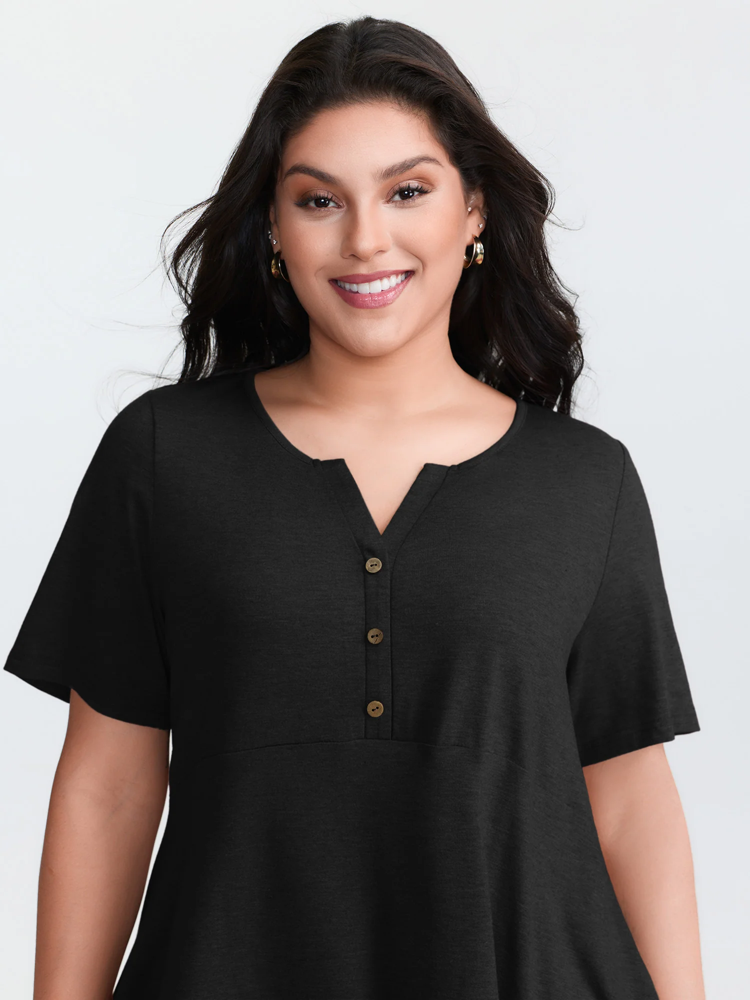 Supersoft Stretchy Ruffled Hemline Button T-Shirt - Image 20